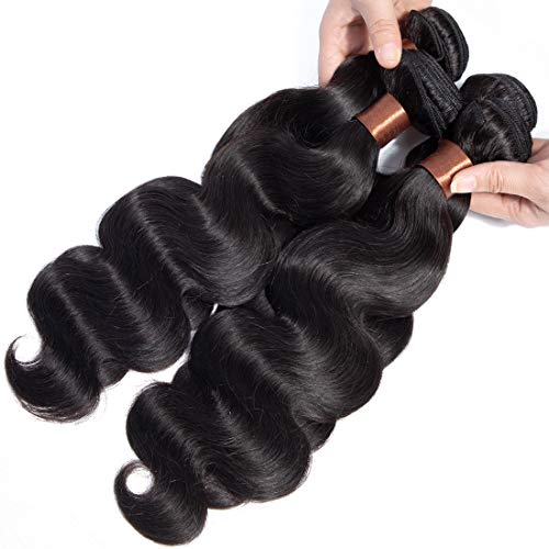 BLACKMOON 18-24 Inch Brazilian Virgin Body Wave Hair Extensions 4 Bundles - Unprocessed Human Hair Weave Natural Black (100±5g/Bundle) for Styling & Volume - Perfect for Daily Wear, Parties & Special Occasions