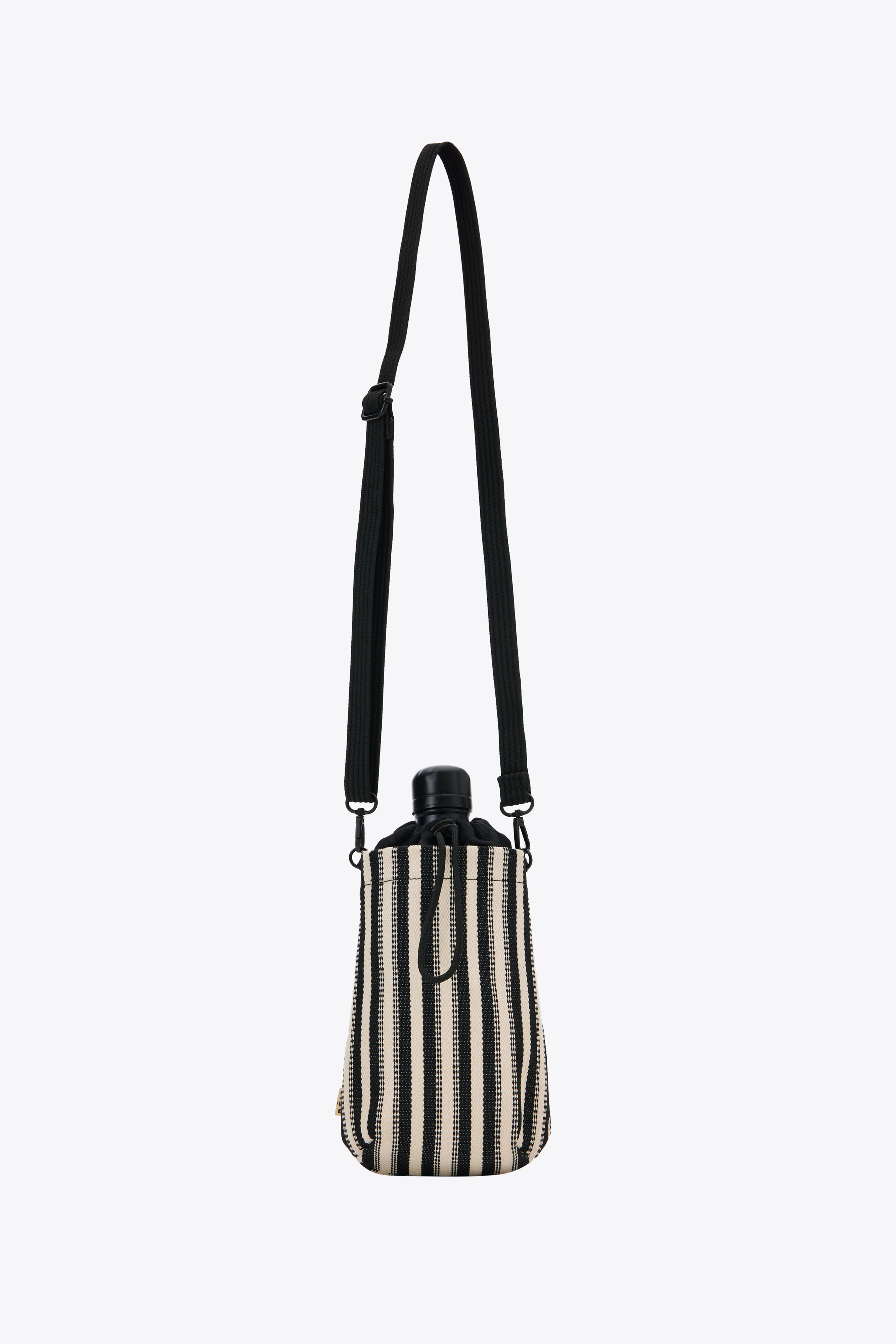 Black Stripe Crossbody Water Bottle - Leak-Proof & Hands-Free Hydration for Hiking, Gym & Travel