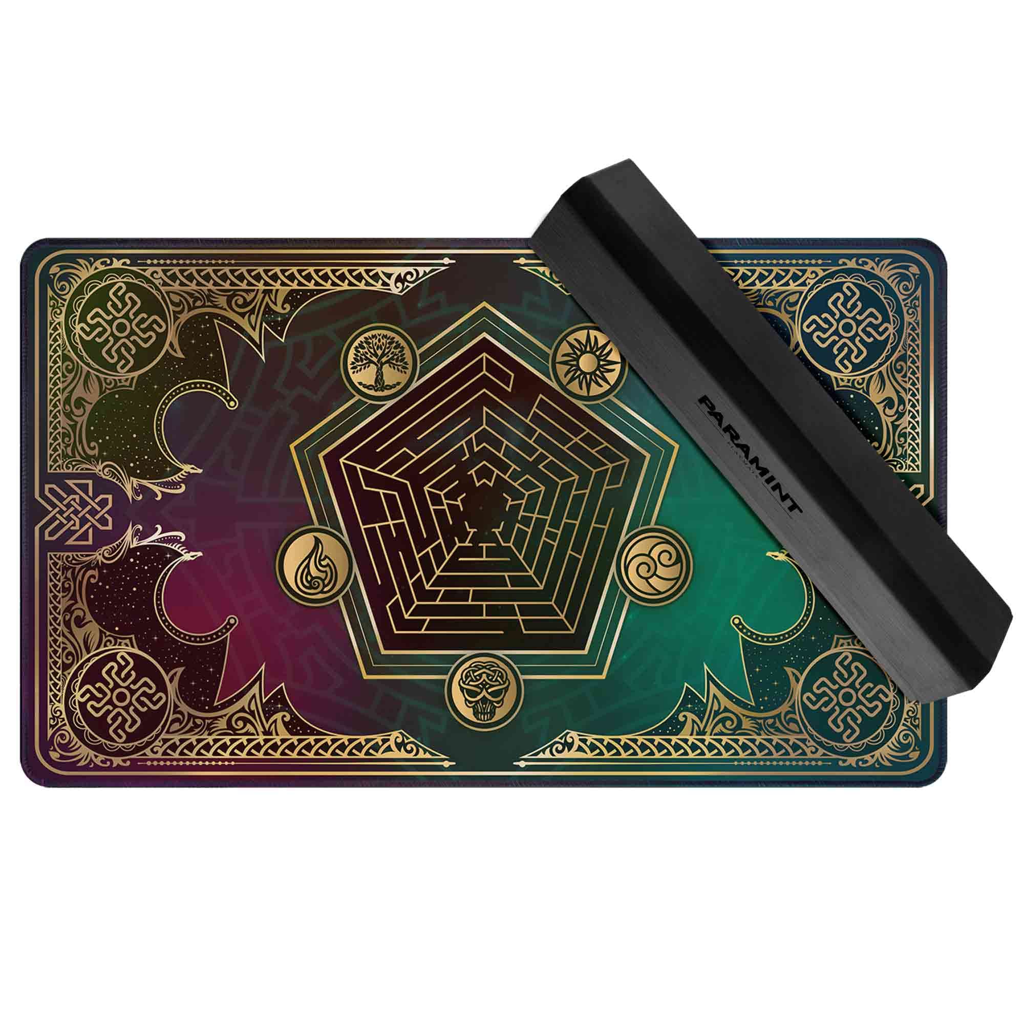 Mana Blast & MatShield Bundle - Premium MTG Playmat for Magic The Gathering, YuGiOh, Pokemon TCG - Original Art Designs & Accessories - Perfect for Tournaments, Game Nights & Collectors