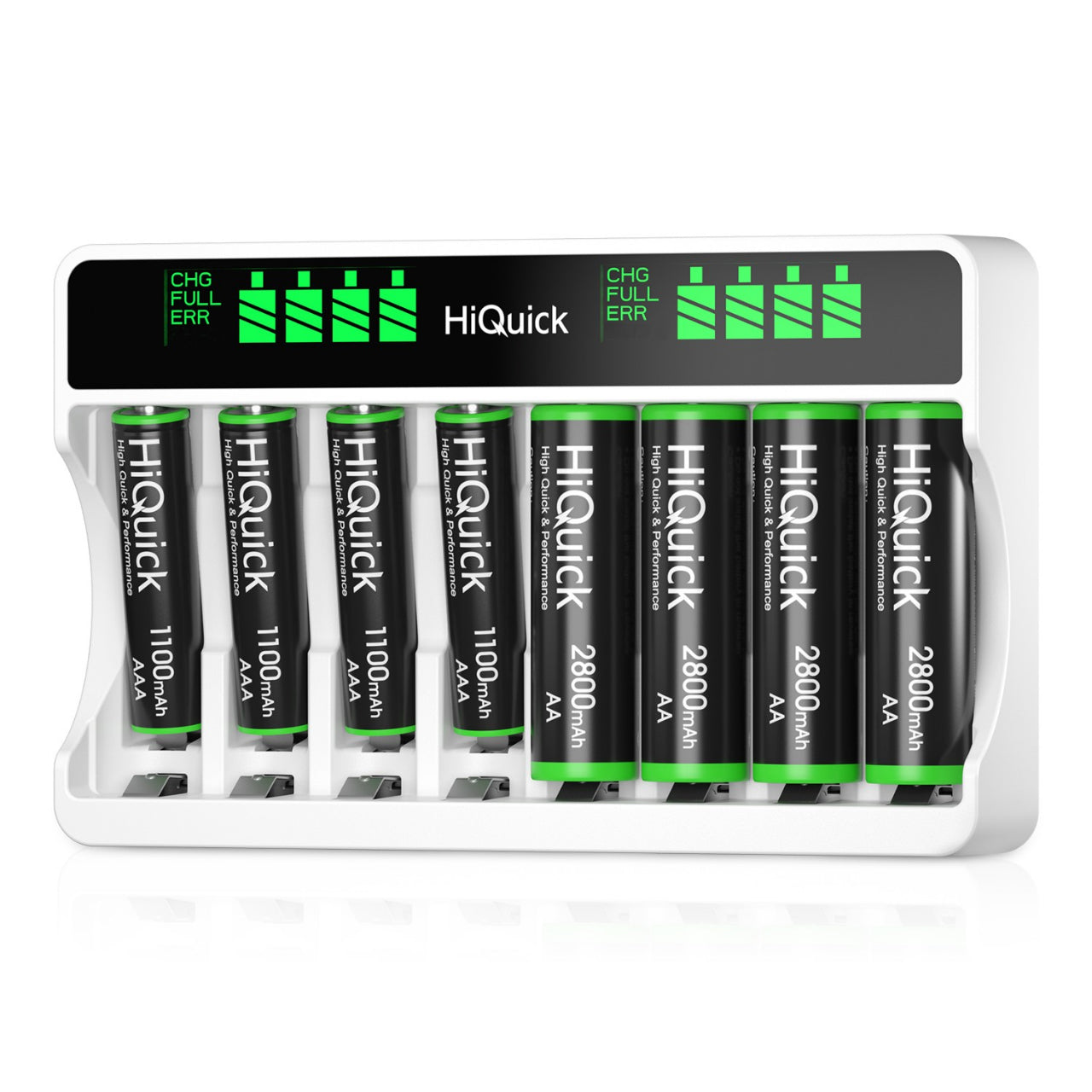 HiQuick Rechargeable AA AAA Batteries (8-Pack) with LCD Smart Charger - Perfect for Cameras, Toys, Flashlights & Home Electronics