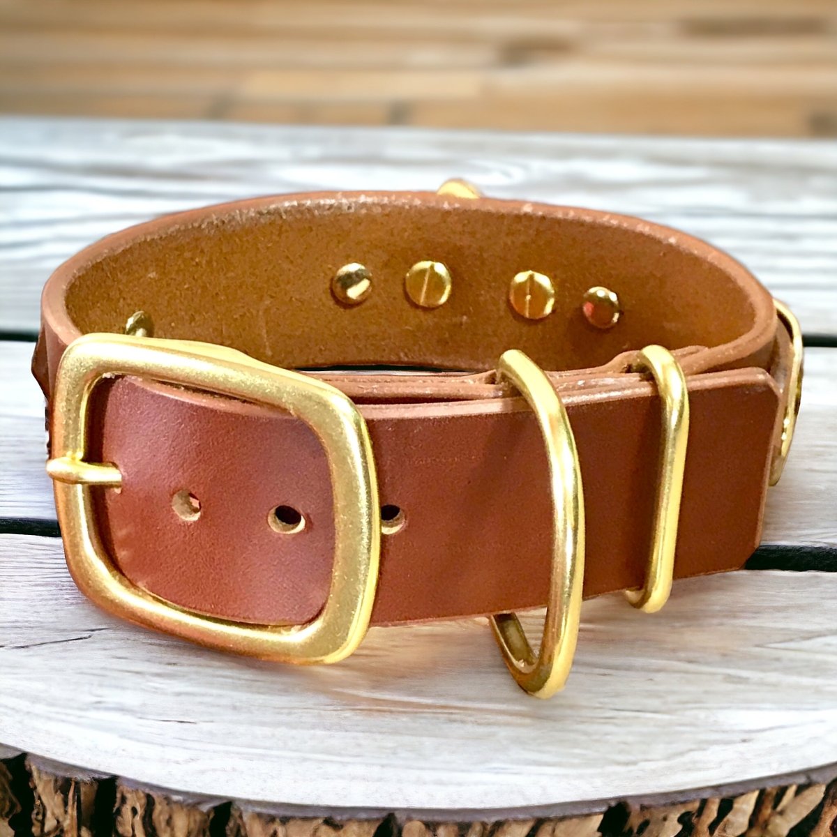 Personalized Engraved Leather Dog Collar with 2 Name Plates - Durable & Stylish Pet Accessory for Walks, Training & Gifts