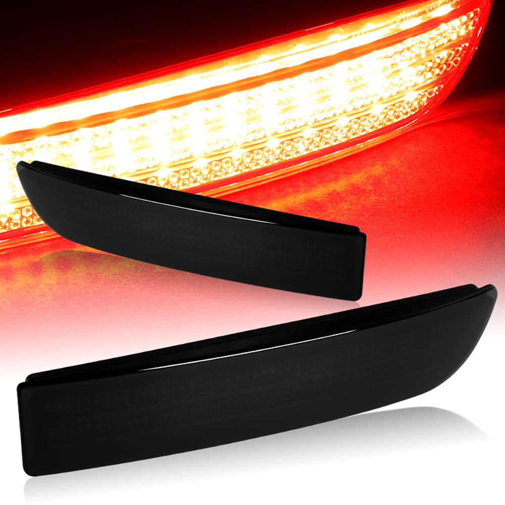 Smoked LED Bumper Reflector Lights for 2008-2014 Scion xD & 2006-2012 Toyota RAV4 - Tail/Brake Lights, Turn Signals & Rear Fog Lamps - Upgrade Your Vehicle's Style & Safety for Night Driving and Bad Weather Conditions