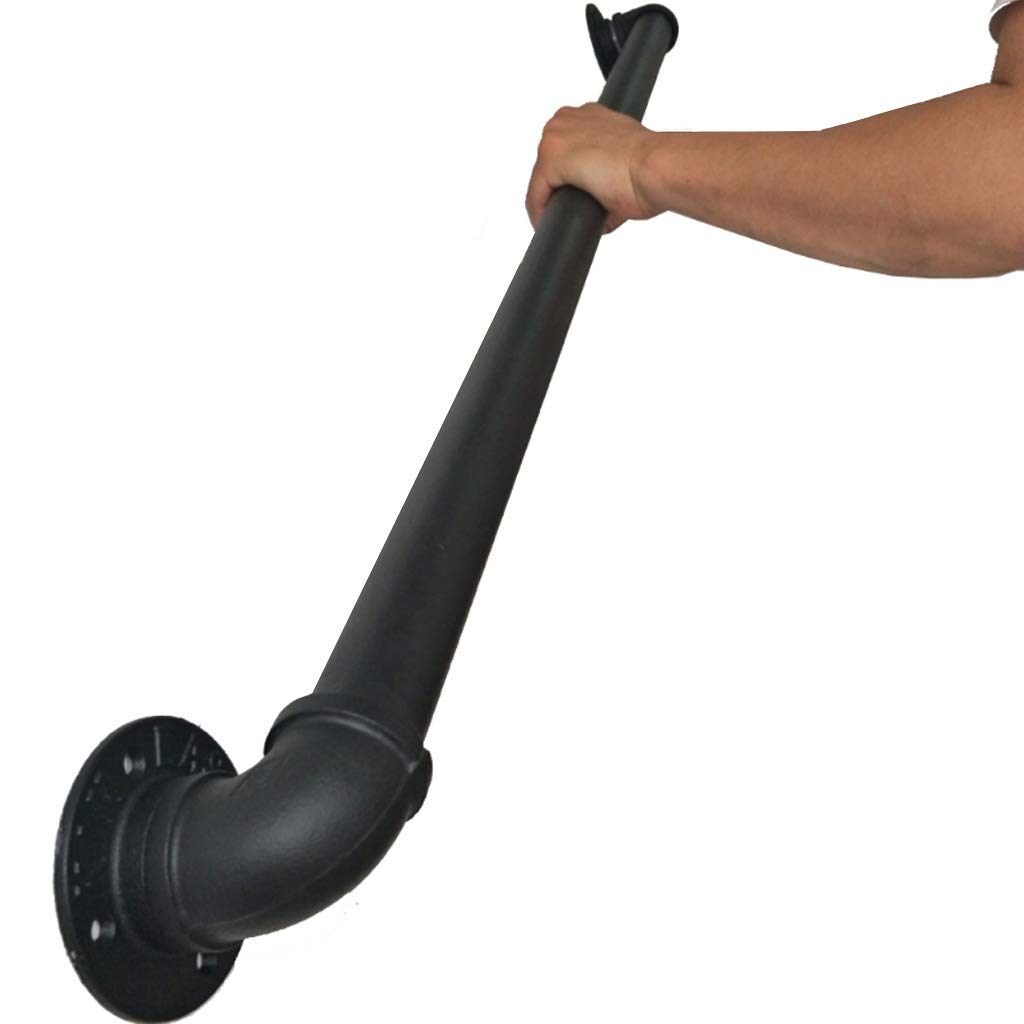 Industrial Pipe Matte Handrails for Stairs - Heavy Duty Outdoor Stair Handrail for Disabled & Elderly - Exterior Staircase Safety Rail with Brackets - Perfect for Homes, Schools, and Public Buildings