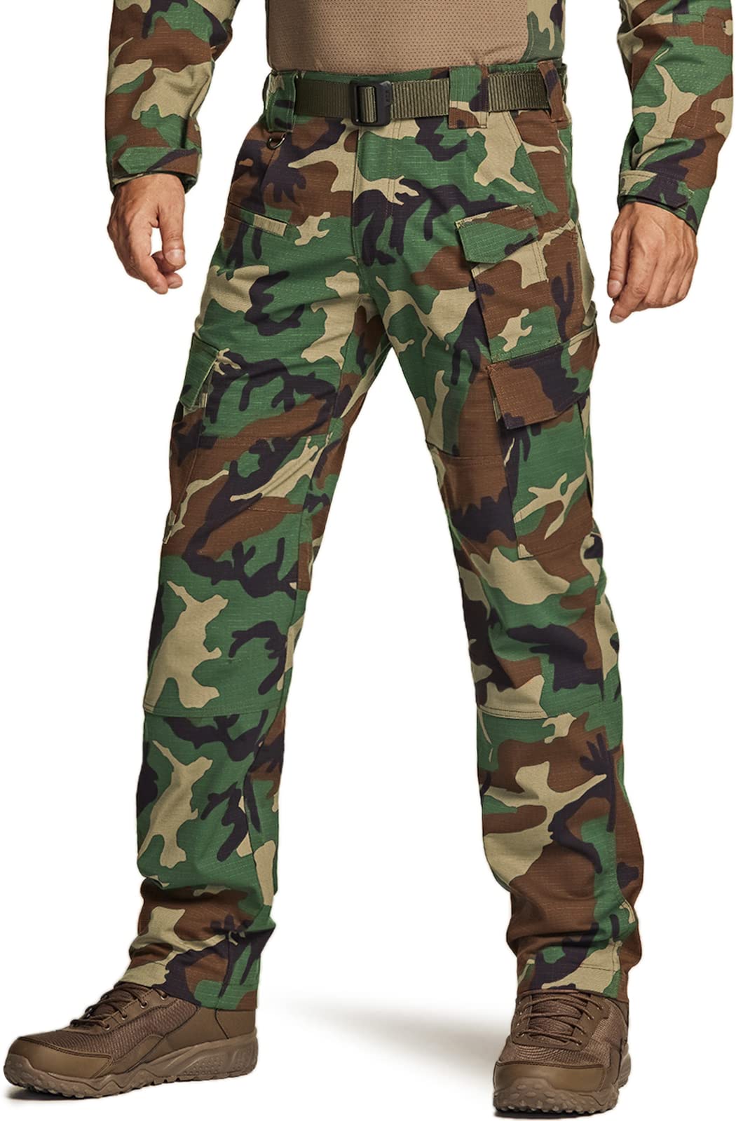CQR Men's Flex Ripstop Tactical Pants - Water Resistant Stretch Cargo Pants for Hiking, Work & Outdoor Activities | Lightweight Durable EDC Pants for Camping, Travel & Tactical Use