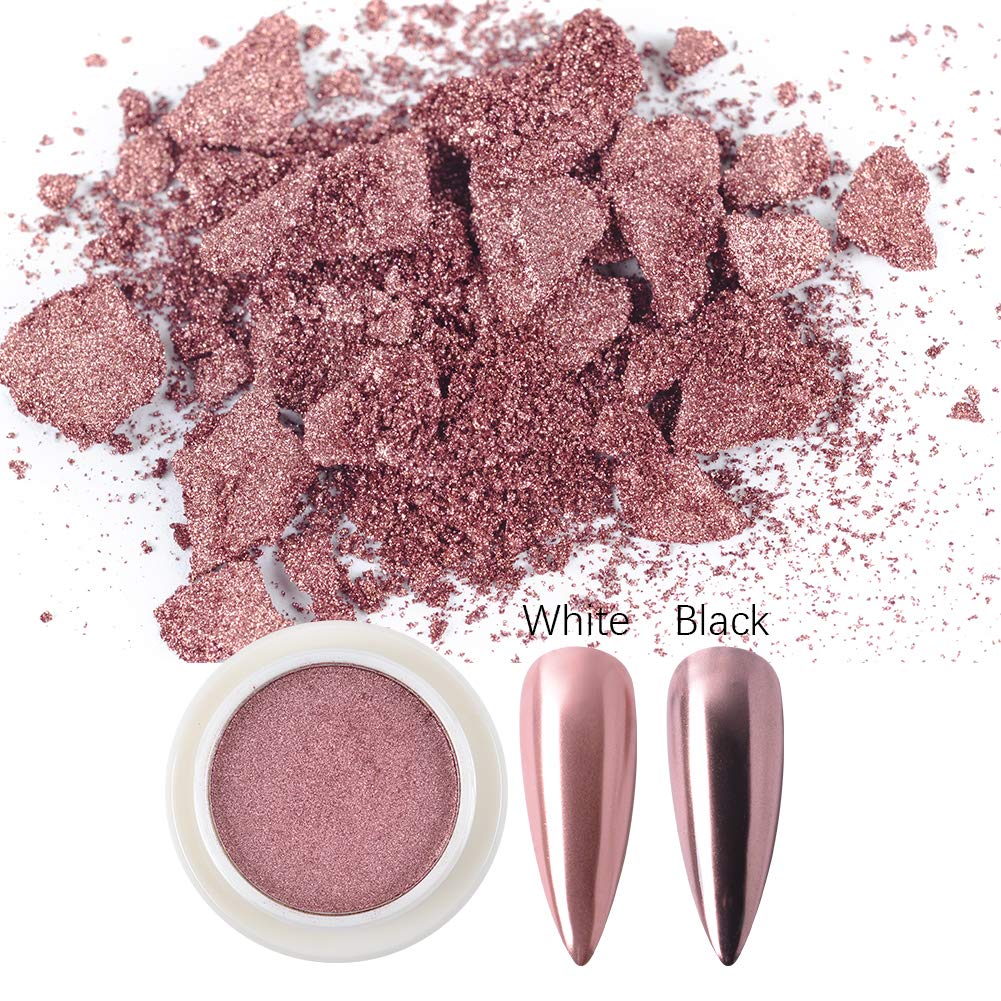 MEILINDS Solid Mirror Powders for Nail Art - Rose Gold Shining Chrome Pigment Powder, Nail Glitter for Mirror Effect Manicure & Nail Decoration - Perfect for Salon, DIY Nails, Party & Special Occasions
