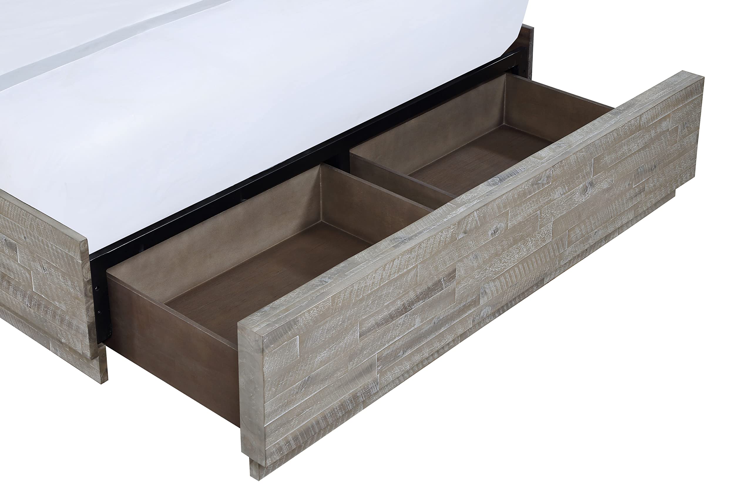 Modus Furniture Solid Wood California King Bed - Rustic Latte Finish, Alexandra Collection | Perfect for Master Bedrooms, Guest Rooms & Rustic Home Decor