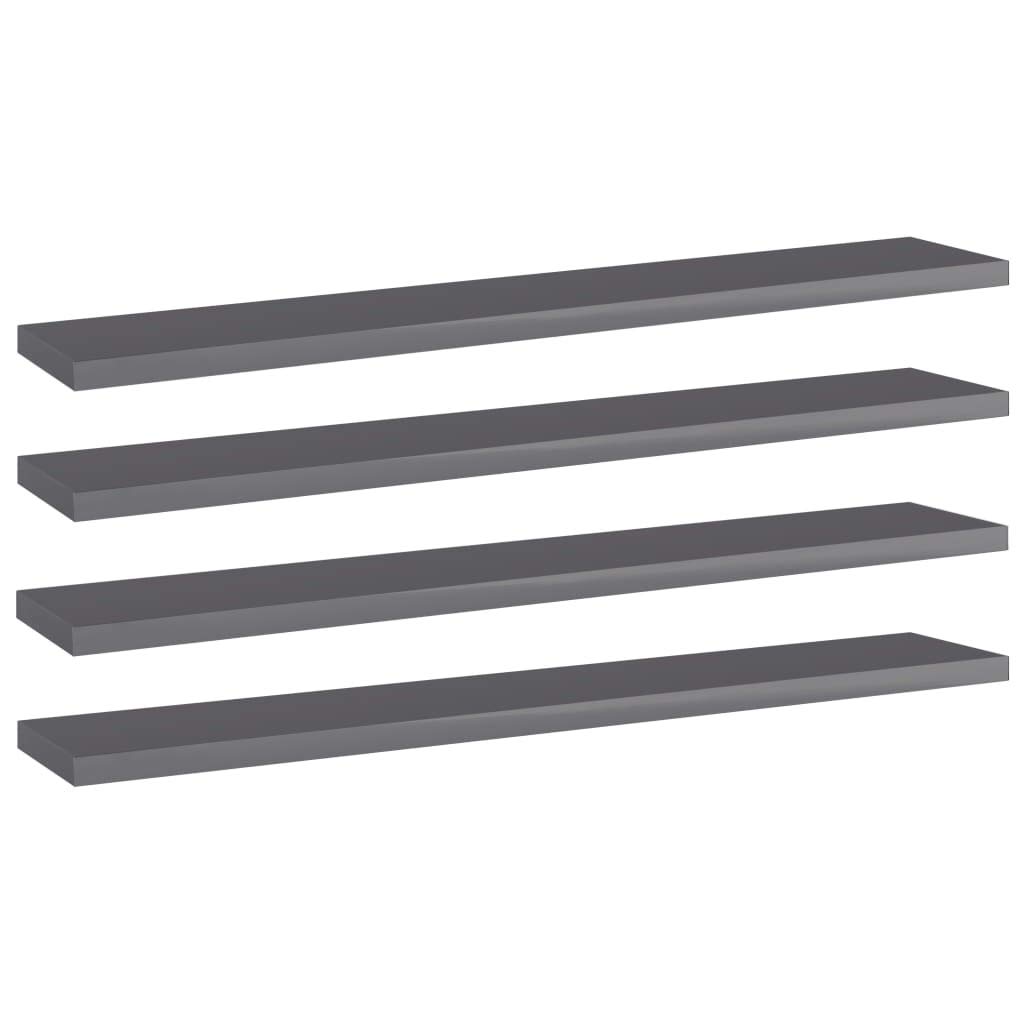 4-Pack High Gloss Gray Bookshelf Replacement Panels - Floating Shelves for Book Storage & Display - Durable Organizer for Bookcases & Home Decor (Accessories Not Included) - Perfect for Living Room, Bedroom & Office Organization