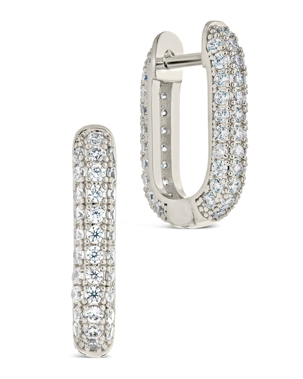 Mara CZ Rectangle Hoop Earrings for Women - Sterling Silver Cubic Zirconia Fashion Jewelry - Perfect for Parties, Weddings & Everyday Wear