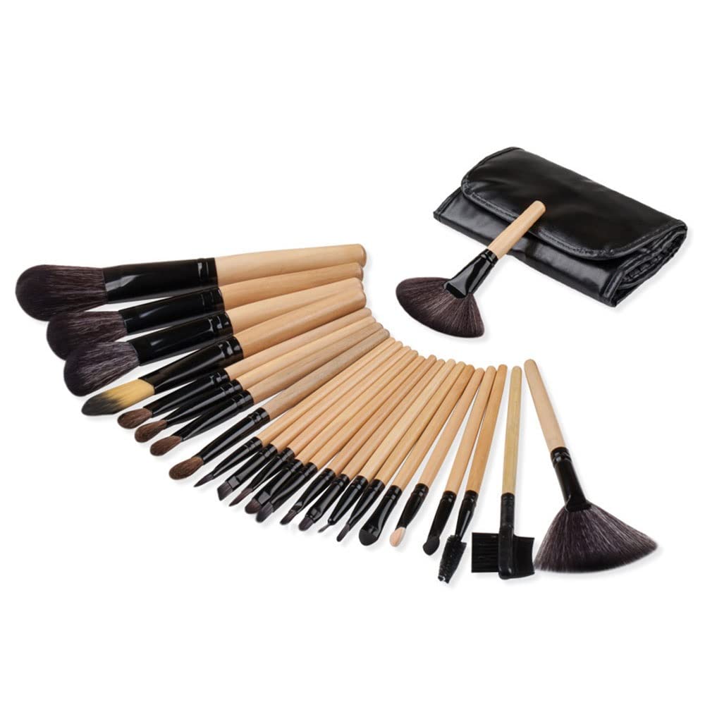 24Pcs Professional Makeup Brush Set with Travel Pouch - Foundation, Eyeshadow, Lip & Powder Brushes - White Cosmetic Brush Kit for Makeup Artists & Beginners | Perfect for Home, Travel & Professional Use