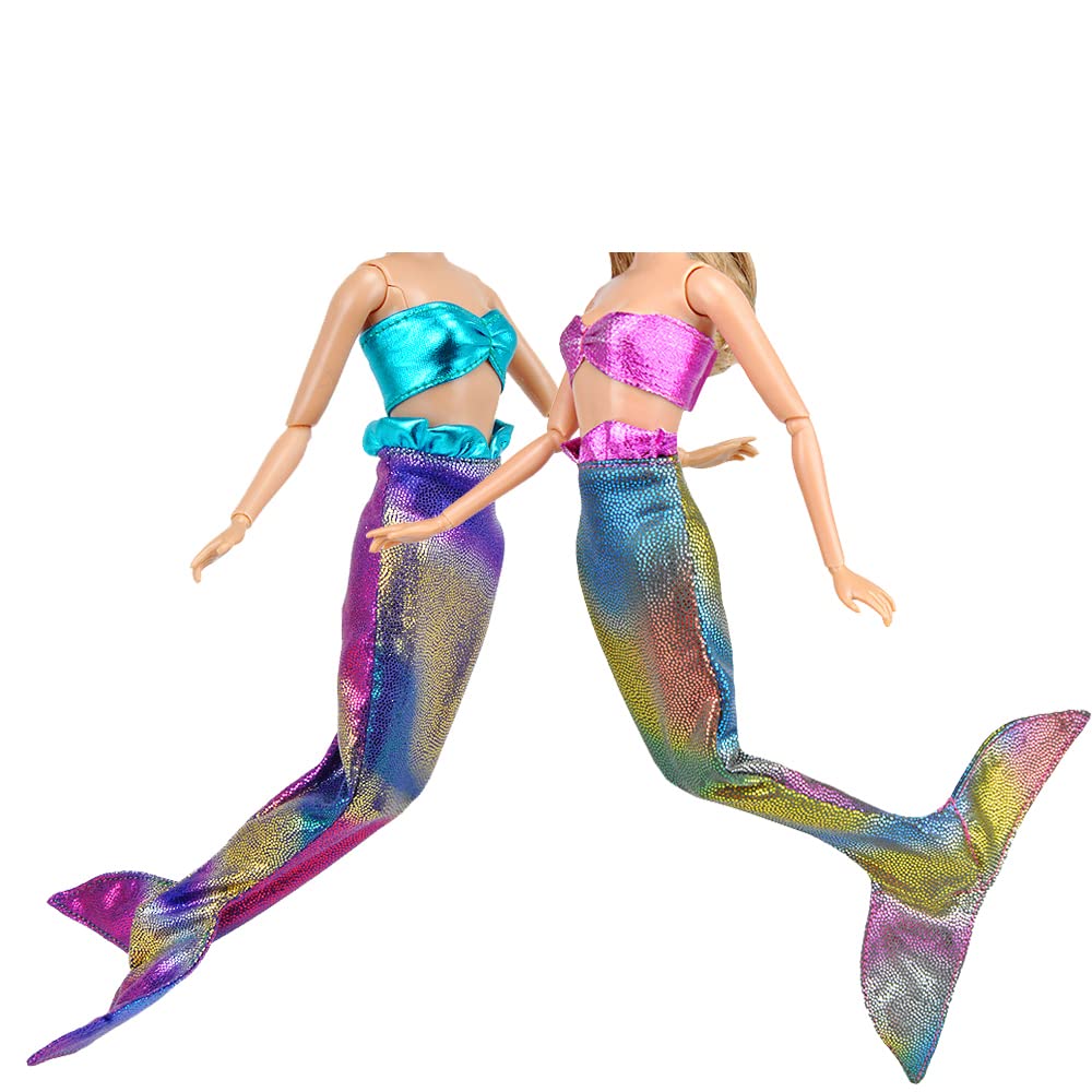 E-TING Handmade Mermaid Dress for Dolls - Fairy Tale Princess Costume with Pearl Details in Pink & Blue | Perfect for Collectors, Photography & Gift Giving