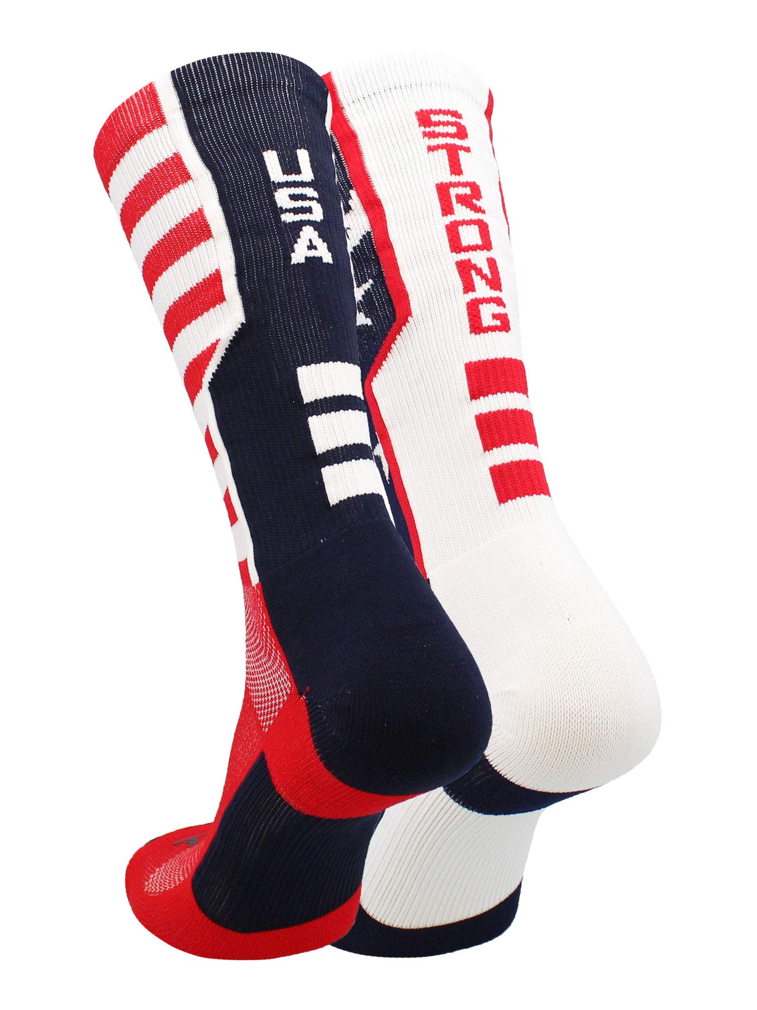 TCK USA Patriotic American Flag Socks - Crew Length Cotton Blend Socks for Men & Women - Perfect for 4th of July, Memorial Day & Veterans Day Celebrations