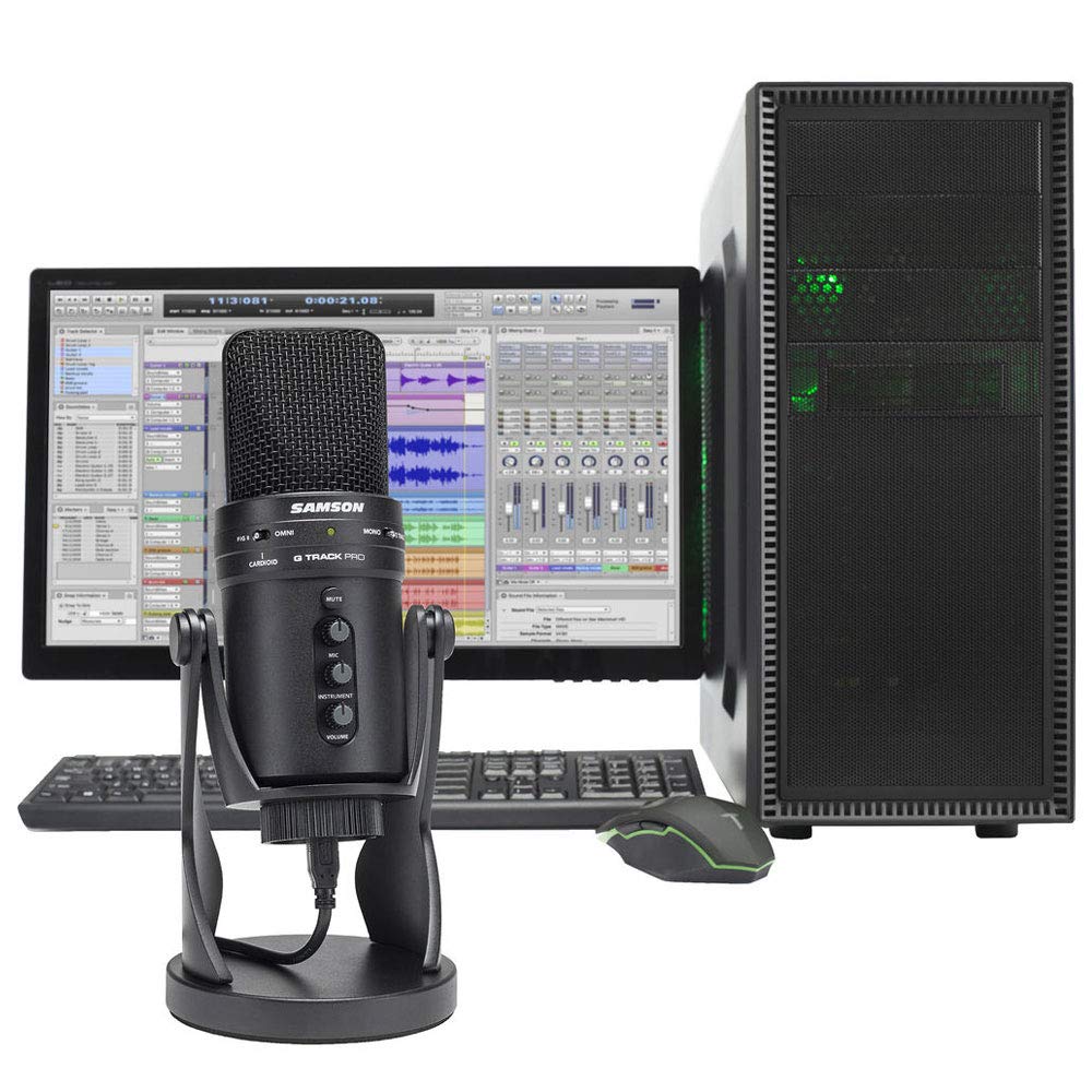 Samson G-Track Pro USB 24-bit Studio Condenser Microphone with Built-in Audio Interface & Professional Studio Headphones - Perfect for Podcasting, Streaming, and Music Recording