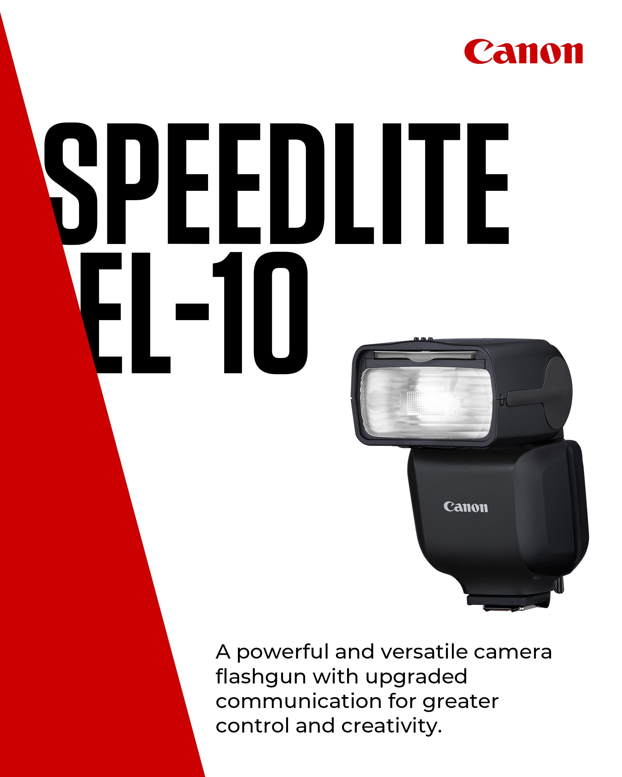 Canon Speedlite EL-10 Flash with E-TTL II | 1/1 to 1/1024 Power Range | Multi-Function Shoe | Lightweight AA Battery Powered | Perfect for Portrait, Wedding & Event Photography