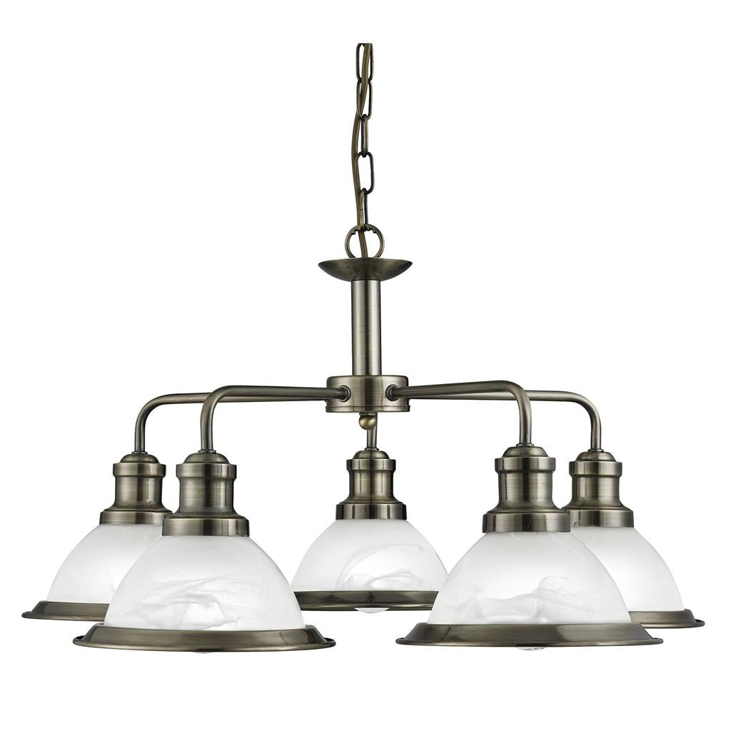 Bistro 3/5Lt Multi-Arm Pendant Light Fixture - Satin Silver & Antique Brass Finish - Perfect for Kitchen Island, Dining Room, and Restaurant Lighting