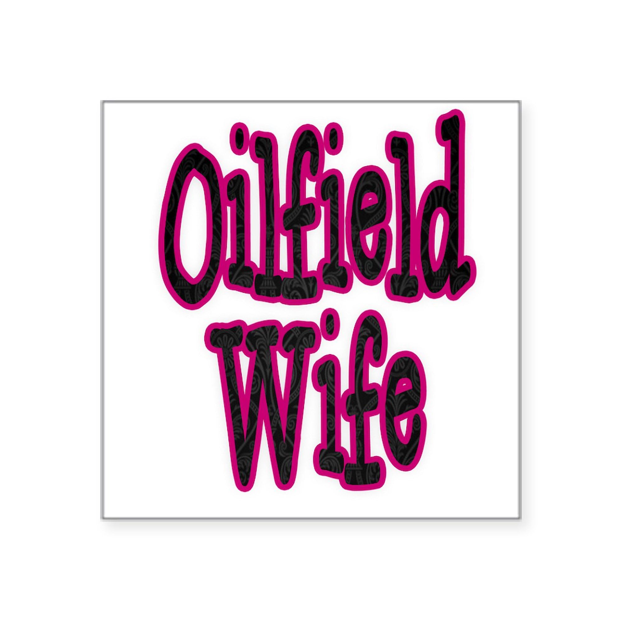 Oilfield Wife Pink Damask Car Bumper Sticker - Waterproof Vinyl Decal for Trucks, Cars & Windows - Perfect Gift for Oilfield Workers & Wives