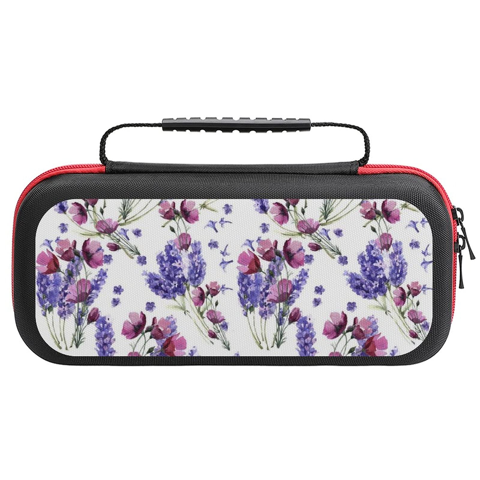 Lavender Wildflower Printed Carrying Case for Nintendo Switch Lite - Travel Storage Bag with Accessories Pouch | Perfect for Gaming On-The-Go & Travel Protection