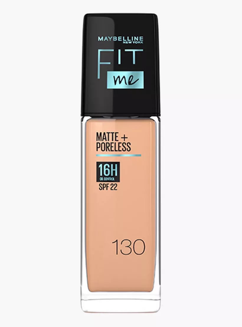 Maybelline New York Fit Me Matte + Poreless Foundation - 130 Buff Beige, Oil-Free Liquid Makeup for Flawless Coverage | Perfect for Daily Wear & Special Occasions