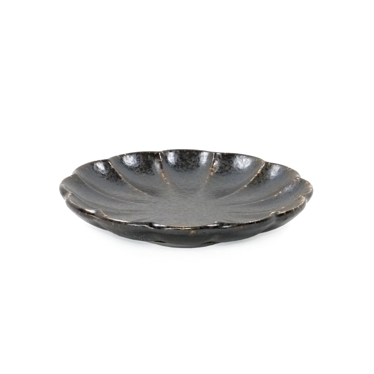 Kikka Daisy Black Kessho Salad Plate - 6.6 Inch Porcelain Appetizer Dish for Party, Wedding, and Home Dining Decor