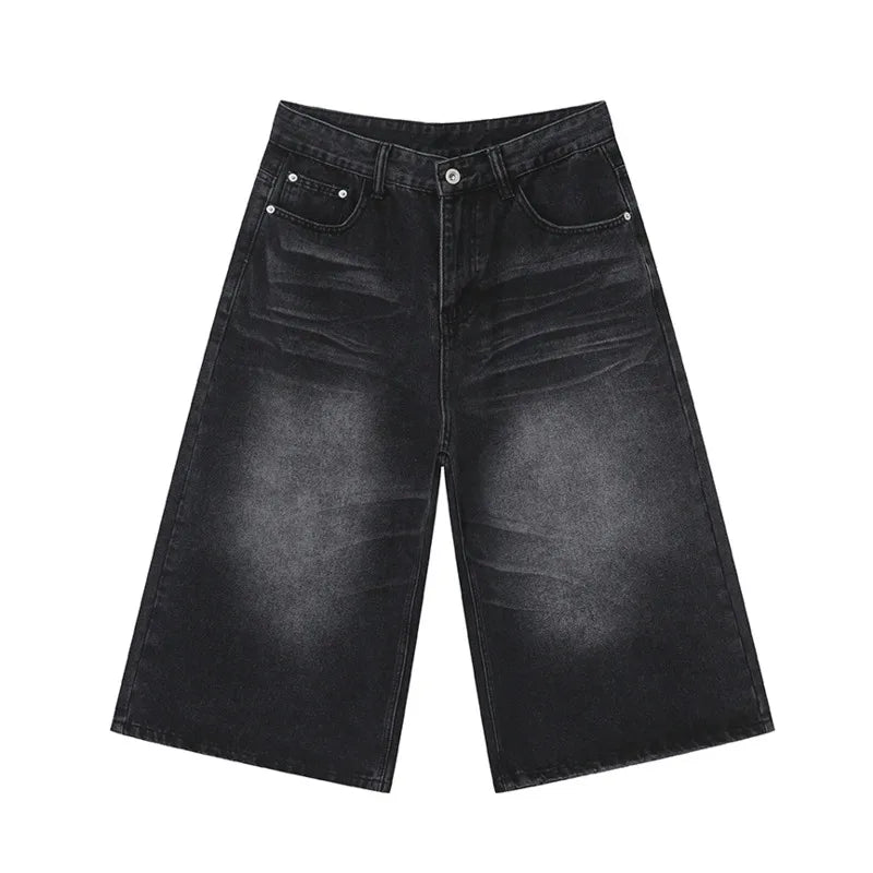 American Style Denim Shorts for Men - High Street Straight Calf-Length Jeans | Summer Fashion Casual Wear | Perfect for Outdoor Activities, Beach Trips & Street Style