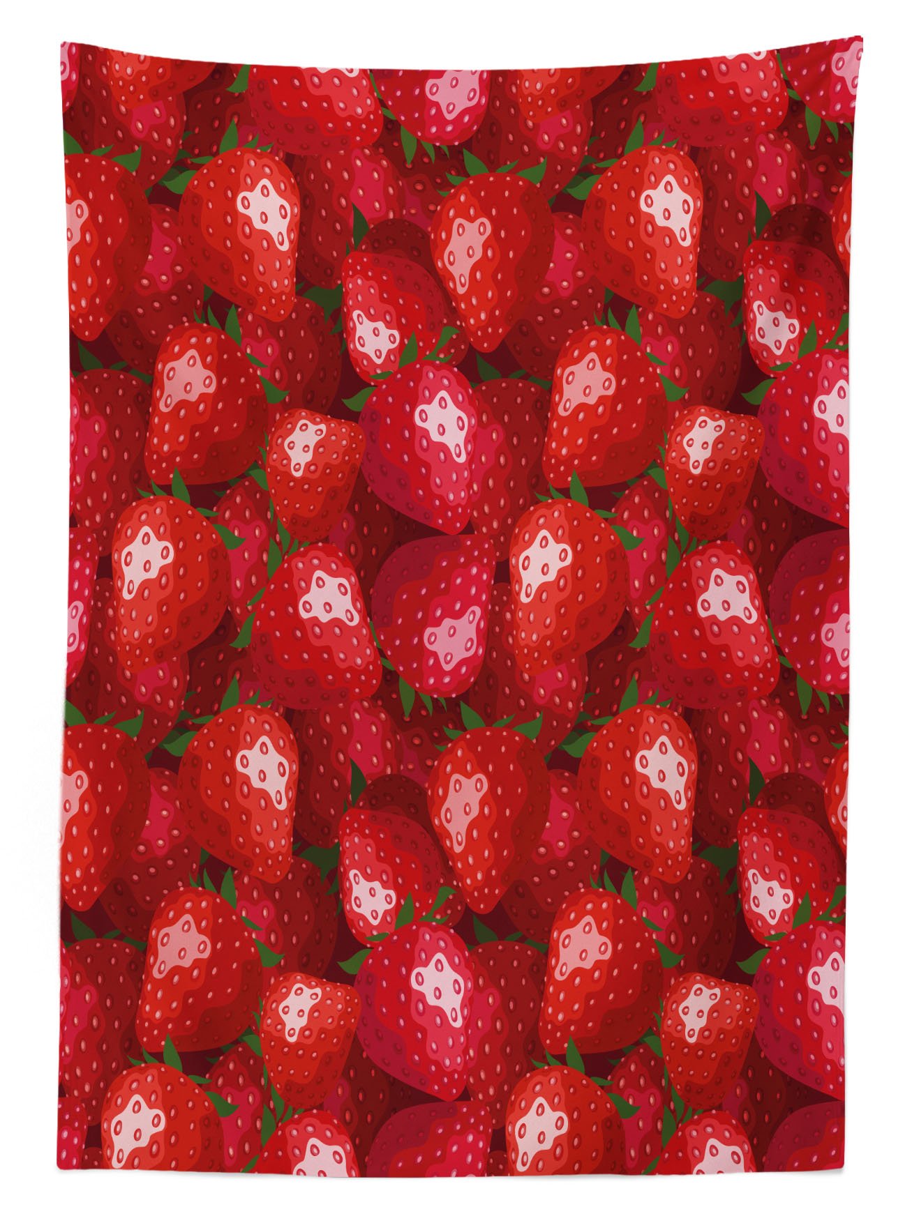 Ambesonne Summer Outdoor Tablecloth - Strawberry Fruit Pattern, Vibrant Juicy Design, Washable Picnic Table Cover 58x104 Inches, Jade Green & Red - Perfect for BBQs, Garden Parties & Outdoor Dining