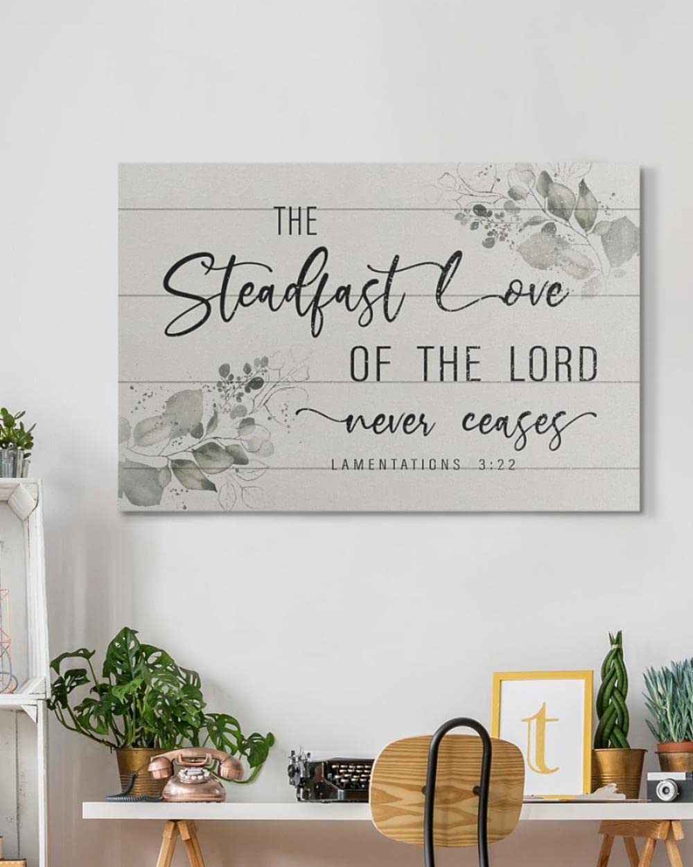 Jesus Wall Art - The Steadfast Love of The Lord Never Ceases Canvas Print | Christian Home Decor | Bible Verse Canvas Art for Living Room, Bedroom & Church