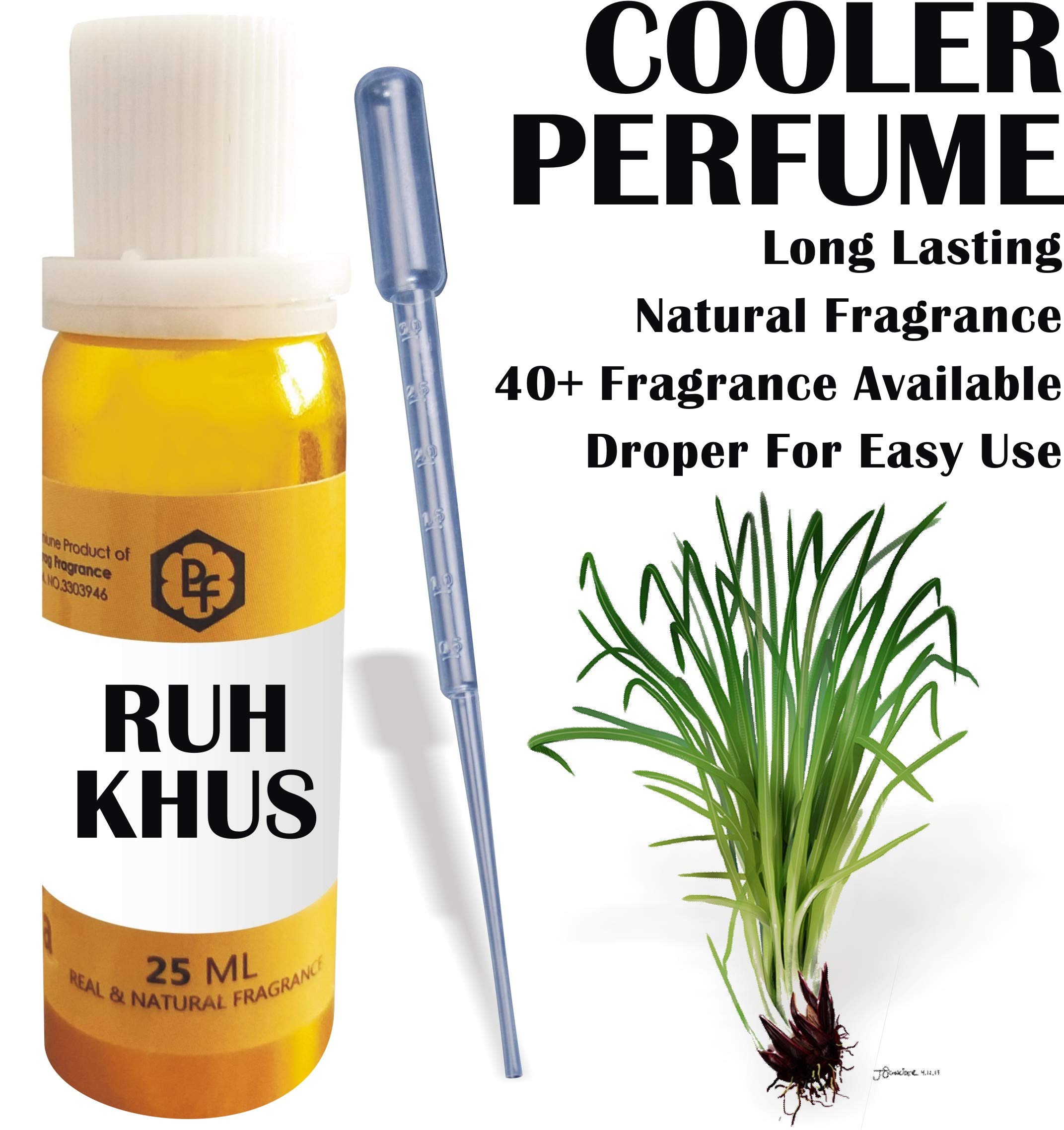 Parag Fragrances Ruh Khus 25ml - Premium Cooling Perfume & Aroma Diffuser Oil | Long-Lasting Natural Fragrance for Home, Office & Car | Stress Relief & Mood Enhancement