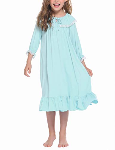 Ekouaer Girls Nightgowns - Short & Long Sleeve Princess Sleepwear Set, Floral Pajama Dress for Kids Ages 3-13 Years - Soft & Comfy for Bedtime, Sleepovers & Playtime