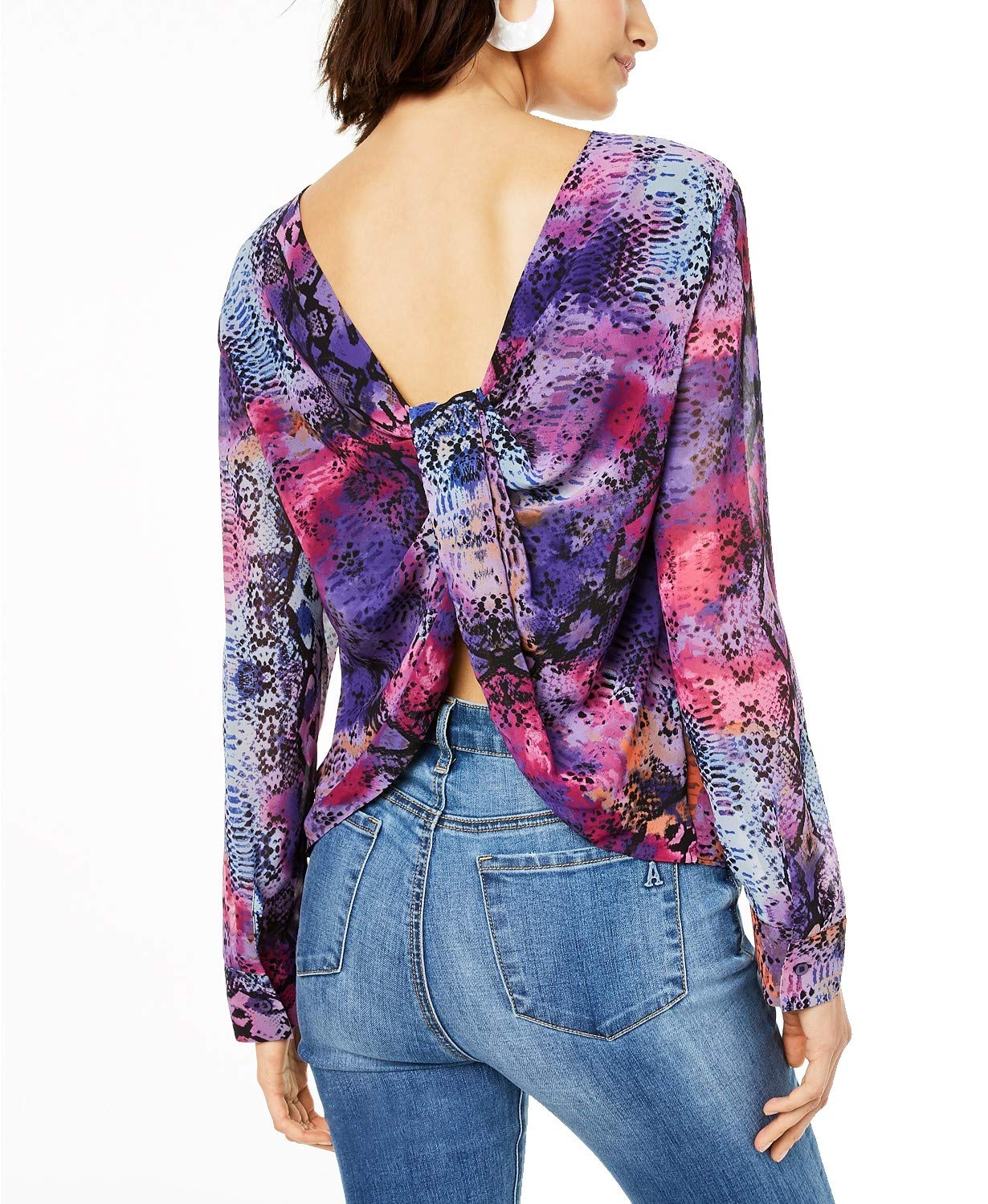 Bar III Women's Snake Print Twist Back Blouse - Stylish Sleeveless Top for Office, Party & Night Out