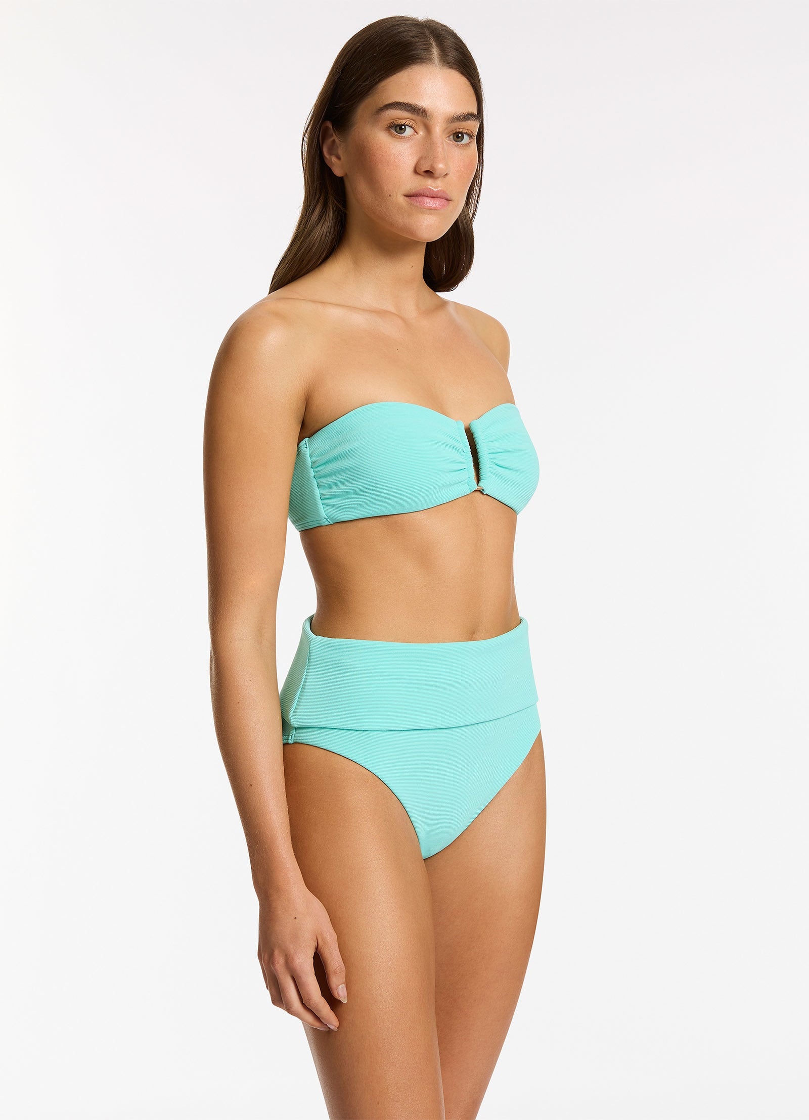 Isla Rib Fold Down High Waisted Bikini Bottom - Dolce Swimwear for Women | Beach Vacation, Pool Party & Summer Fashion