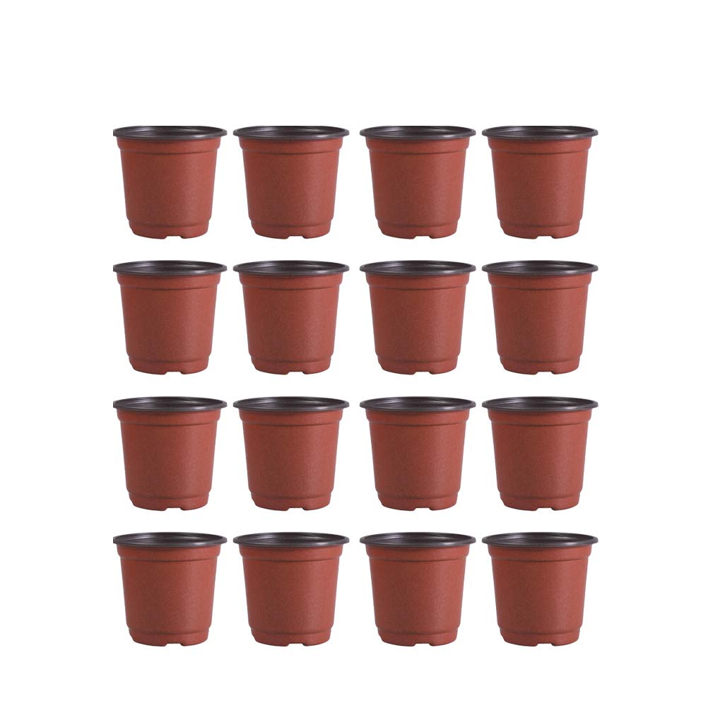 30PCS Plastic Flower Pots with Breathable Design for Succulents, Plants & Herbs - 150mm Diameter Brown Planters - Perfect for Indoor Gardening, Home Decor & Office Plants