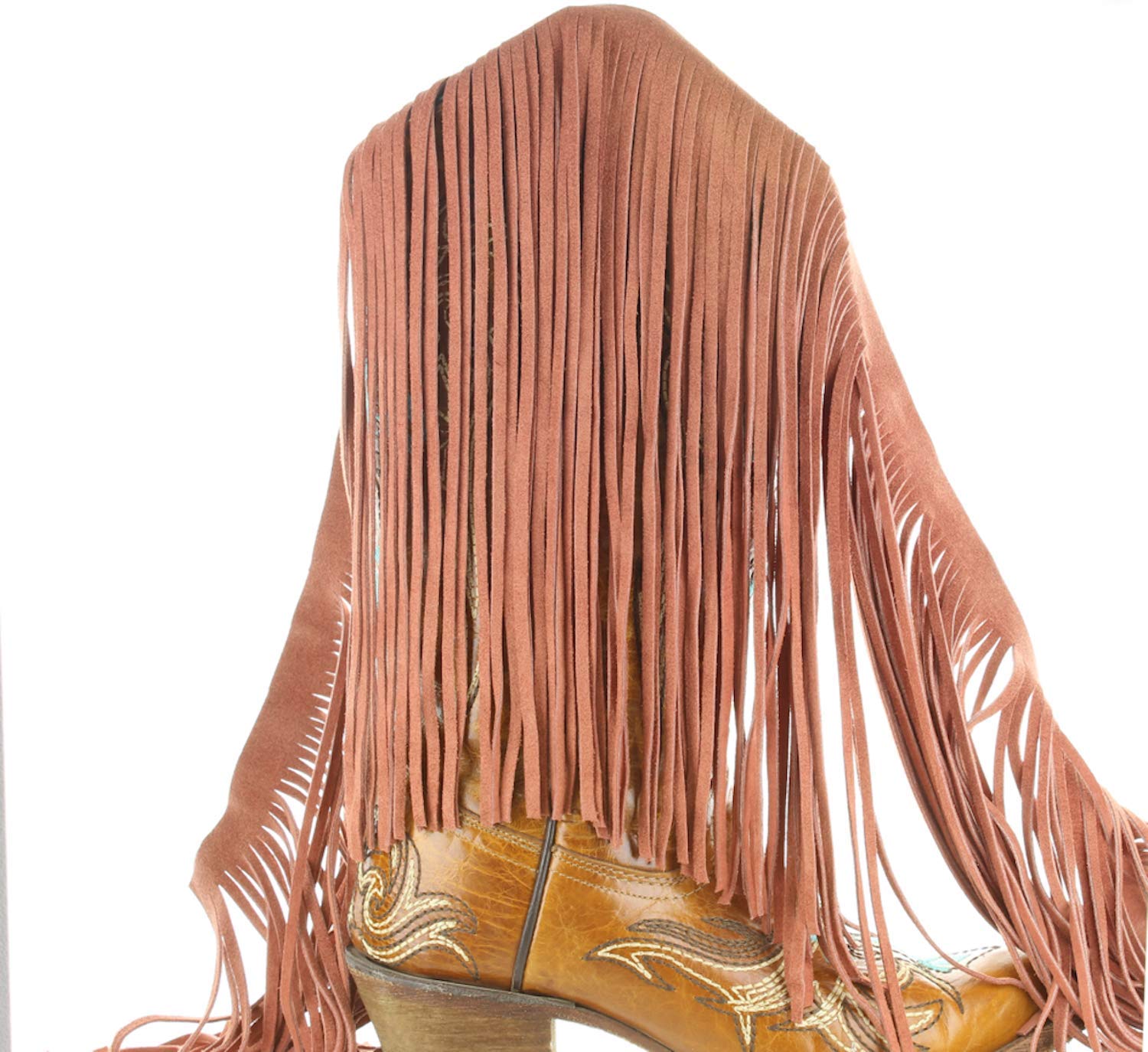 Orange Suede Leather Fringe Trim - Customizable Length for Handbags, Purses & Fashion Accessories - Perfect for Bohemian Bags, DIY Crafts & Western Style Decor (Sold by Foot)