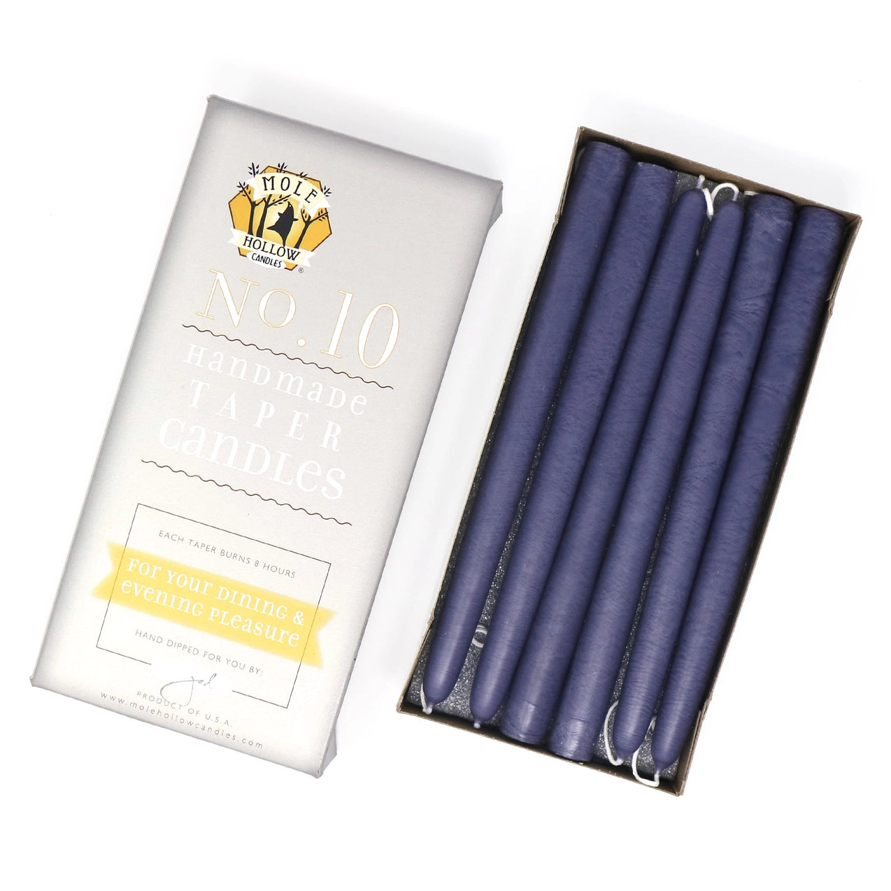 10 Lavender Scented Taper Candles - Set of 2 Long-Lasting Dripless Candles for Romantic Dinners, Weddings & Home Decor