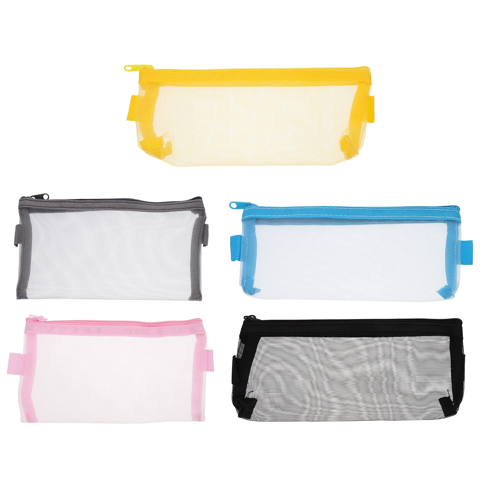 LUOZZY 5-Pack Large Capacity Pencil Pouch Organizer - Durable Black Stationery Storage Case for School, Office & Travel Supplies | Perfect for Students, Teachers & Professionals