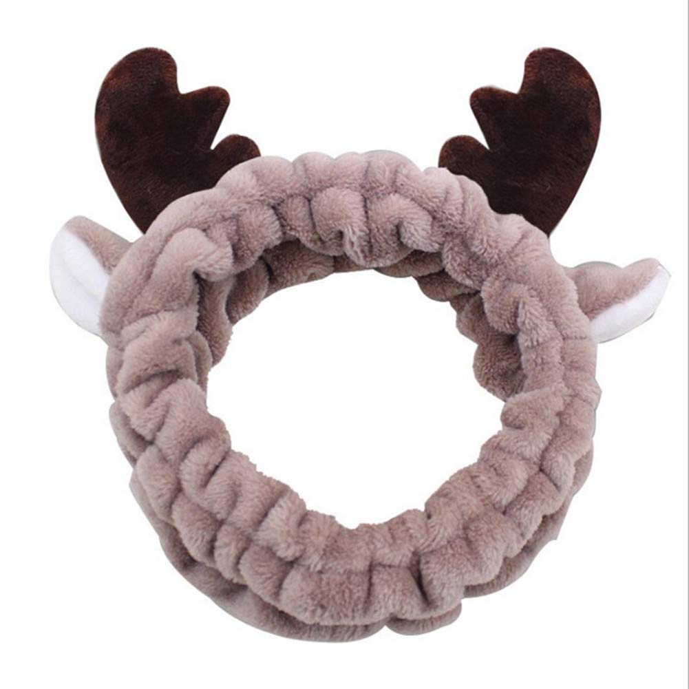 Elk Headband for Women & Girls - Soft Fleece Spa Facial Headband, Makeup Headwrap for Skincare & Hair Care - Perfect for Birthday, Christmas, Valentine's Day Gifts (Coffee Brown) | Great for Home Spa Days, Salon Visits & Self-Care Routines