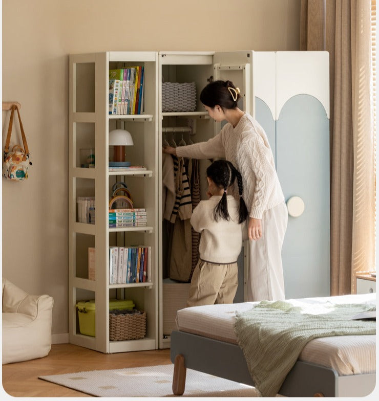 Pine Solid Wood Kids Wardrobe - Durable & Stylish Storage for Bedroom, Nursery, or Playroom - Perfect for Organizing Clothes, Toys & Accessories