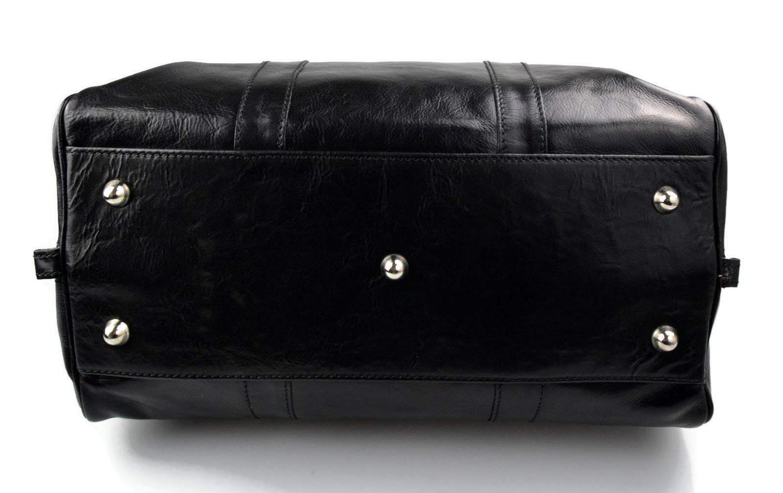 **Genuine Italian Leather Travel Bag for Men & Women - Carry-On Duffle with Handles & Shoulder Strap - Black Sports Leather Cabin Luggage (Perfect for Business Trips, Gym & Weekend Getaways)**
