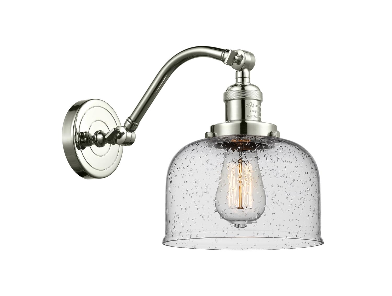 515-1W-PN-G74 LED Bare Bulb with 1-Light Cord Set in Polished Nickel Finish - Vintage Edison Style Lighting for Cafe, Restaurant and Home Decor