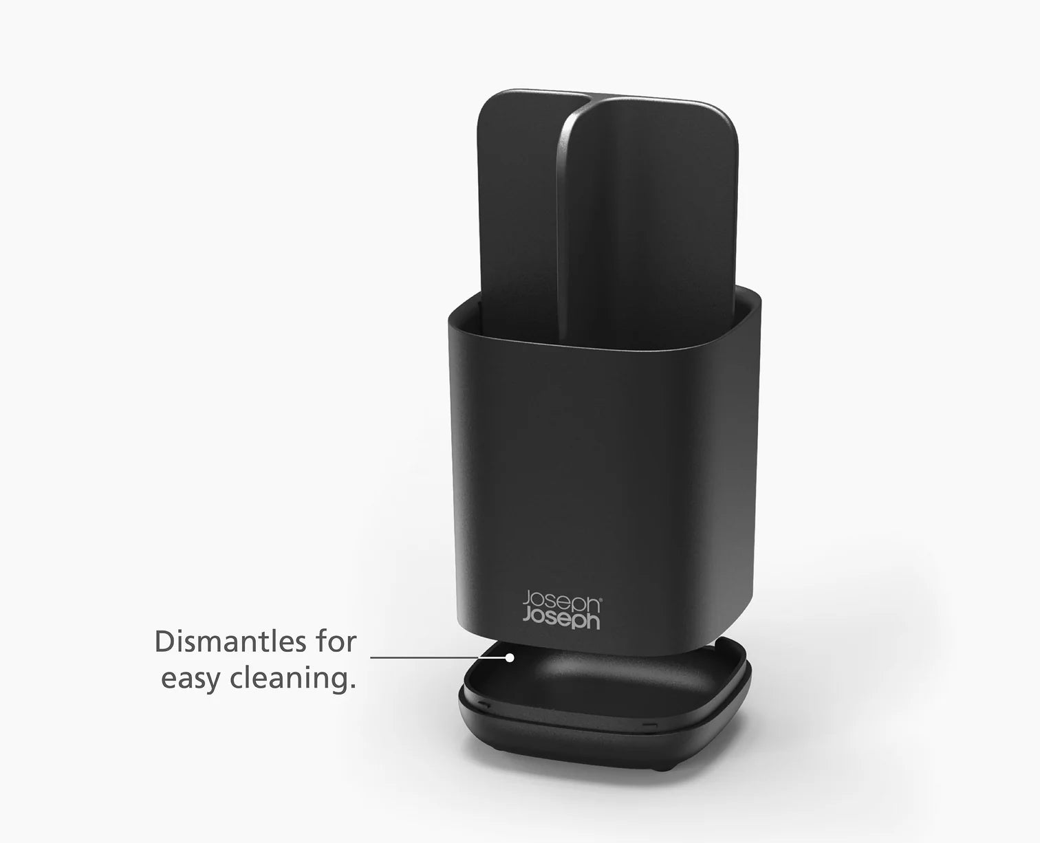 EasyStore™ Matt Black Toothbrush Holder - Modern Bathroom Organizer for Toothbrushes, Razors & Makeup Brushes - Perfect for Countertop, Vanity & Travel
