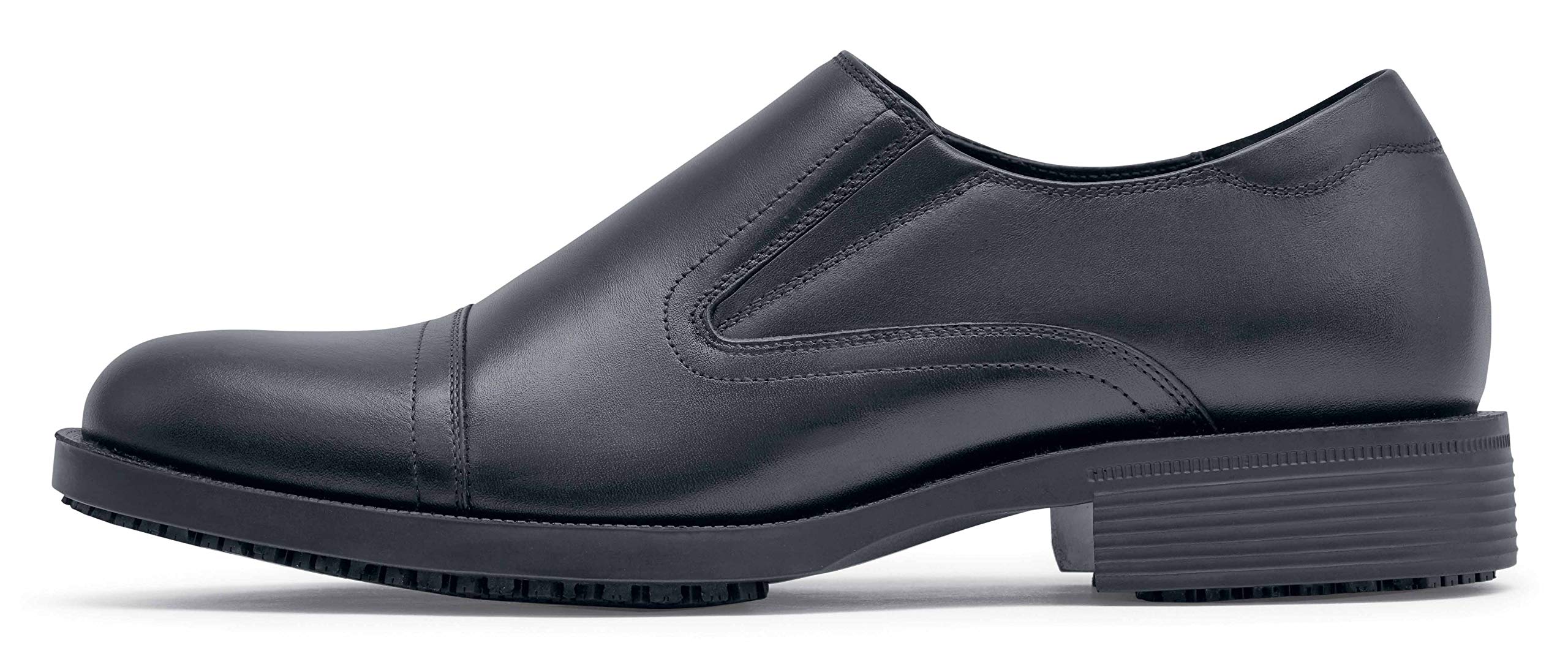 Slip-Resistant Men's Leather Slip-On Dress Shoes for Crews Statesman - Non-Slip Work Shoes for Restaurant, Hospitality & Office Professionals