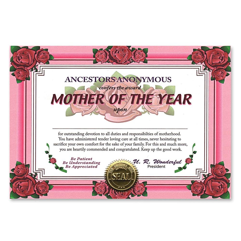 Beistle Mother of the Year Certificate Greeting Card - 1pc Award Certificate for Mother's Day, Birthday & Special Occasions - Perfect for Gifts, Parties & Recognition