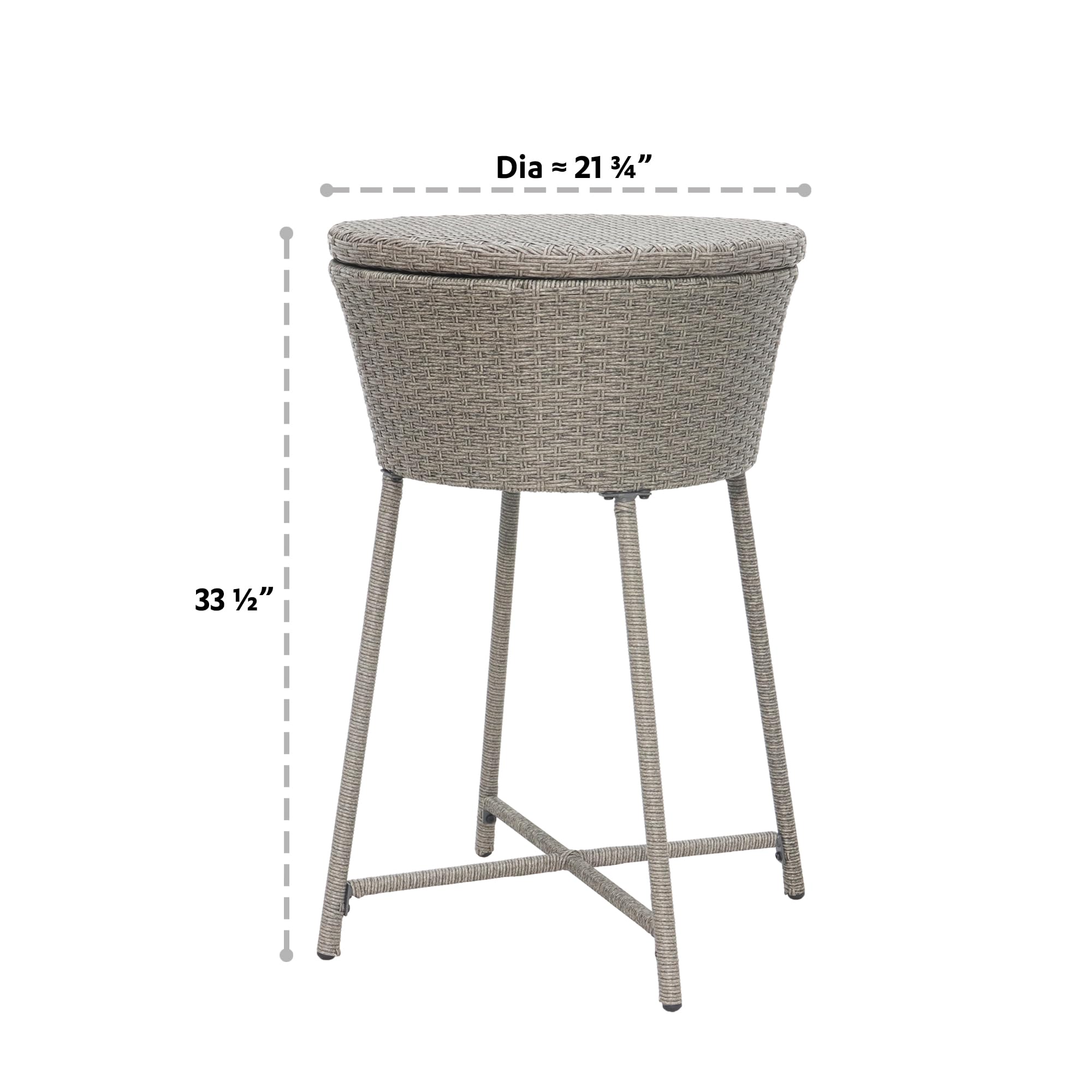MAYPEX Outdoor Patio Wicker Ice Cooler with Removable Tray & Bucket - Grey | Insulated Picnic Basket for Beach, Camping, BBQ & Tailgating Parties