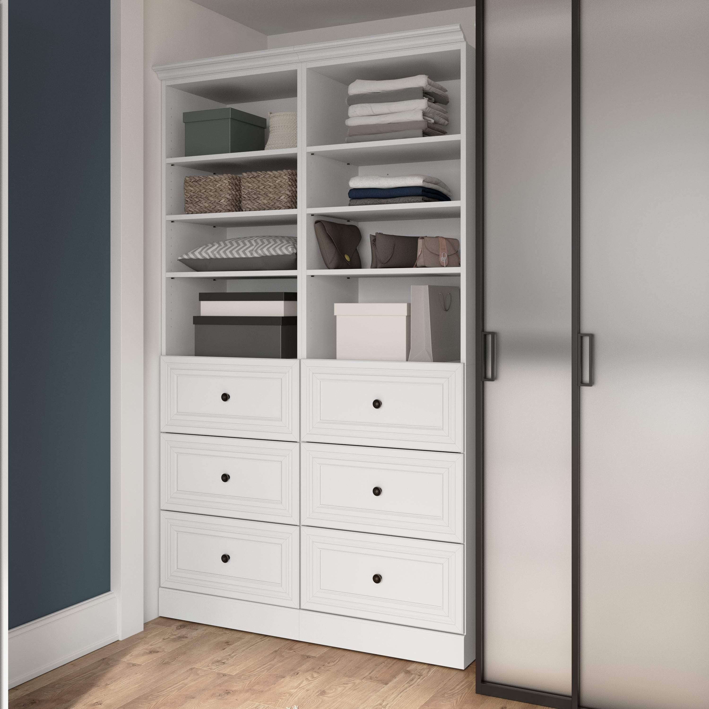 50W Adjustable Closet Organizer with Drawers - Space Saving Storage Solution for Bedroom, Closet & Office (2 Color Options)