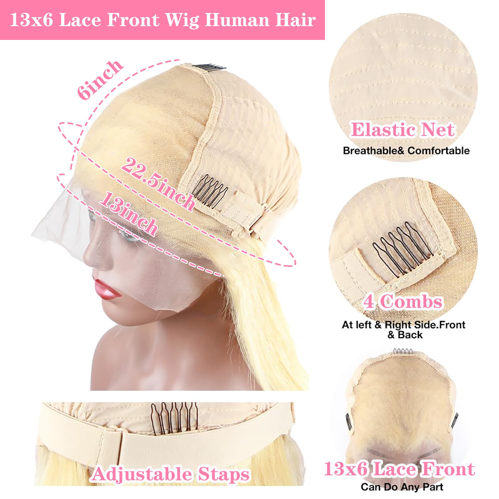 30 Inch 13x6 HD Lace Front Wig Human Hair - Body Wave Blonde 613 Lace Frontal Wig with Pre-Plucked Hairline & Baby Hair (180% Density) - Perfect for Daily Wear, Cosplay, and Special Occasions