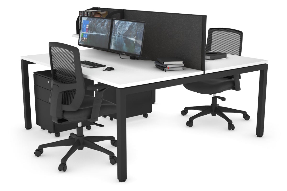 Quadro Square Legs 2 Person Office Workstation Desk - 1400L x 800W with Cable Management Scallop - Perfect for Shared Workspaces & Home Offices