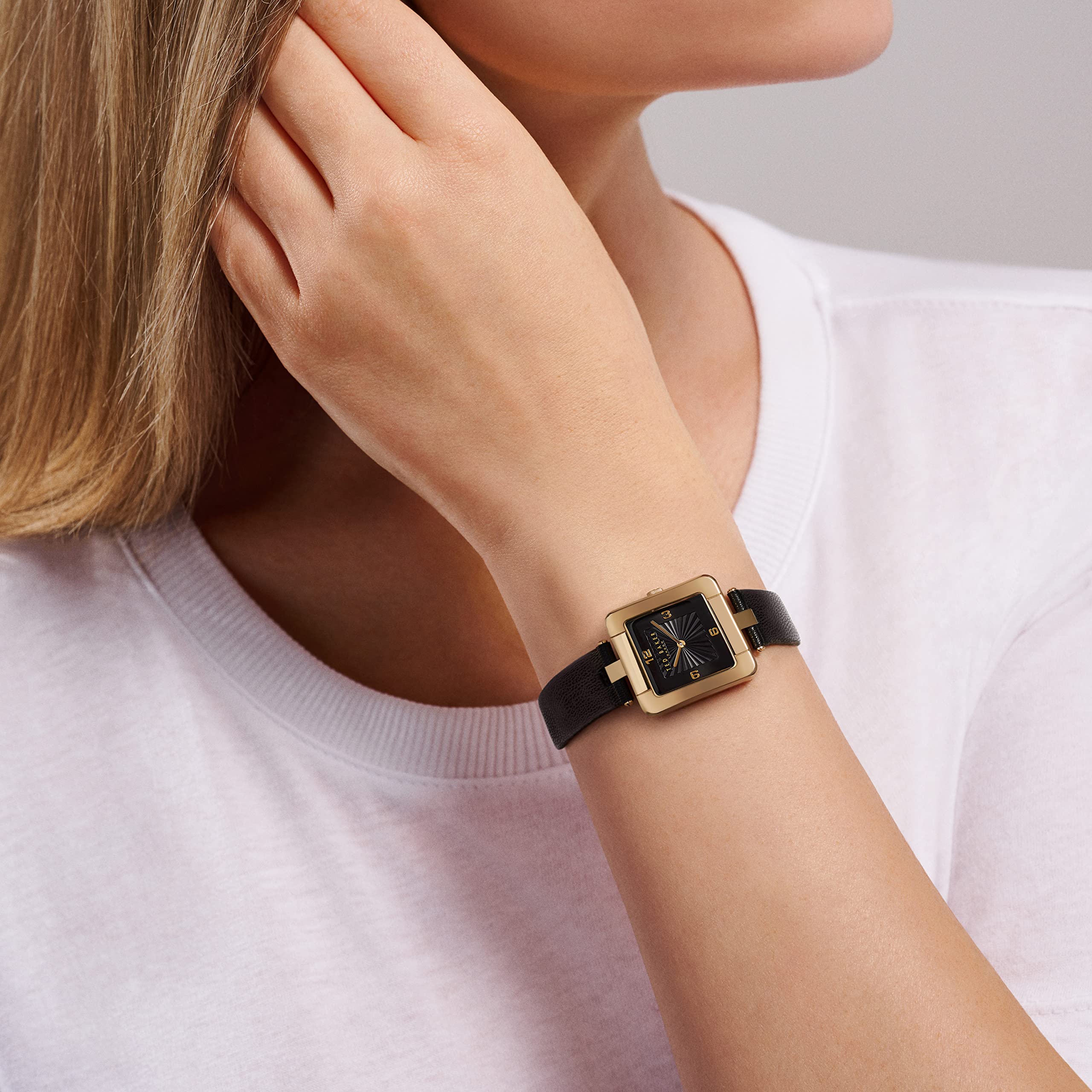Ted Baker Women's Black Vegan Leather Strap Watch BKPMSS3019I - Elegant Fashion Timepiece for Office, Party & Everyday Wear