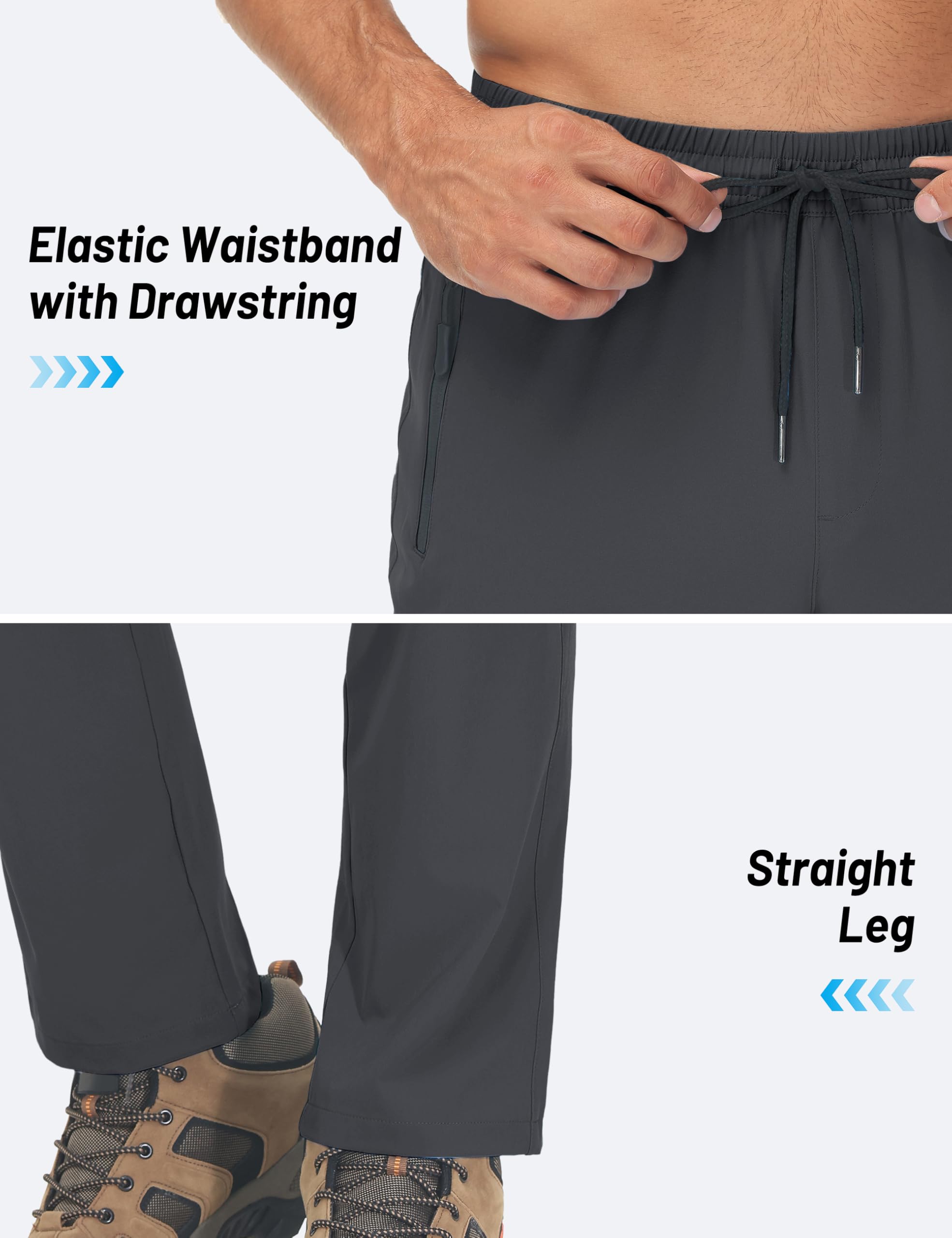 TACVASEN Men's Lightweight Hiking Pants - Quick Dry, Stretchable & Water Resistant Joggers with Pockets for Outdoor, Gym & Workout - Perfect for Hiking, Running & Casual Wear