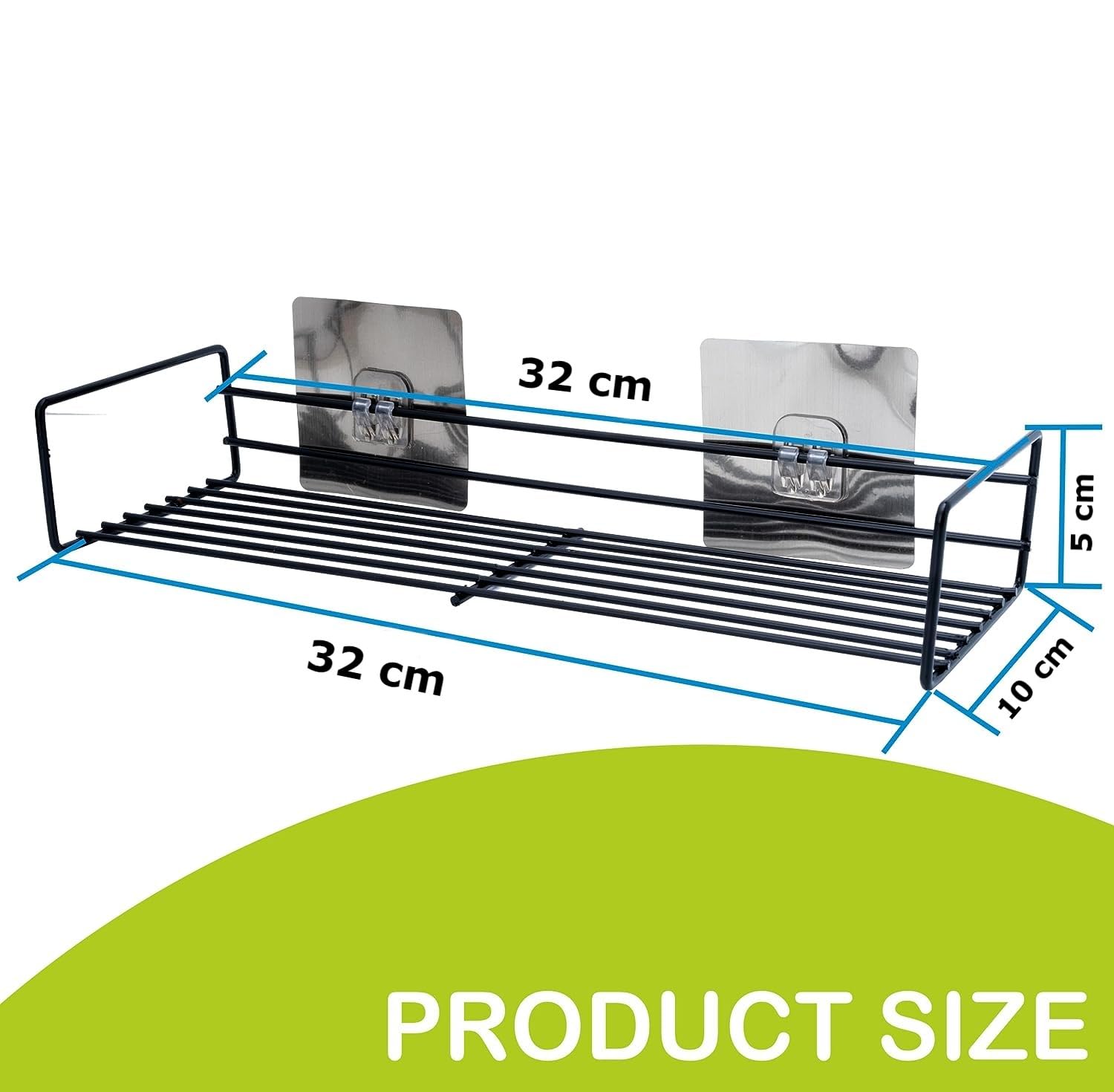 JIALTO Black Adhesive Wall Mounted Bathroom Shelf - Waterproof Bathroom Organizer for Shower, Toilet & Vanity - Durable Self-Adhesive Storage Shelf for Bathroom Accessories - Perfect for Small Spaces & Apartment Living