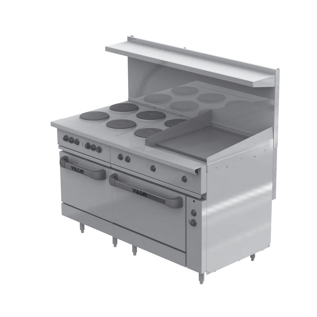 Vulcan Endurance 60 Electric Range with 6 French Plates & 24 Griddle 208V - Commercial Kitchen Equipment for Restaurants, Catering & Food Service