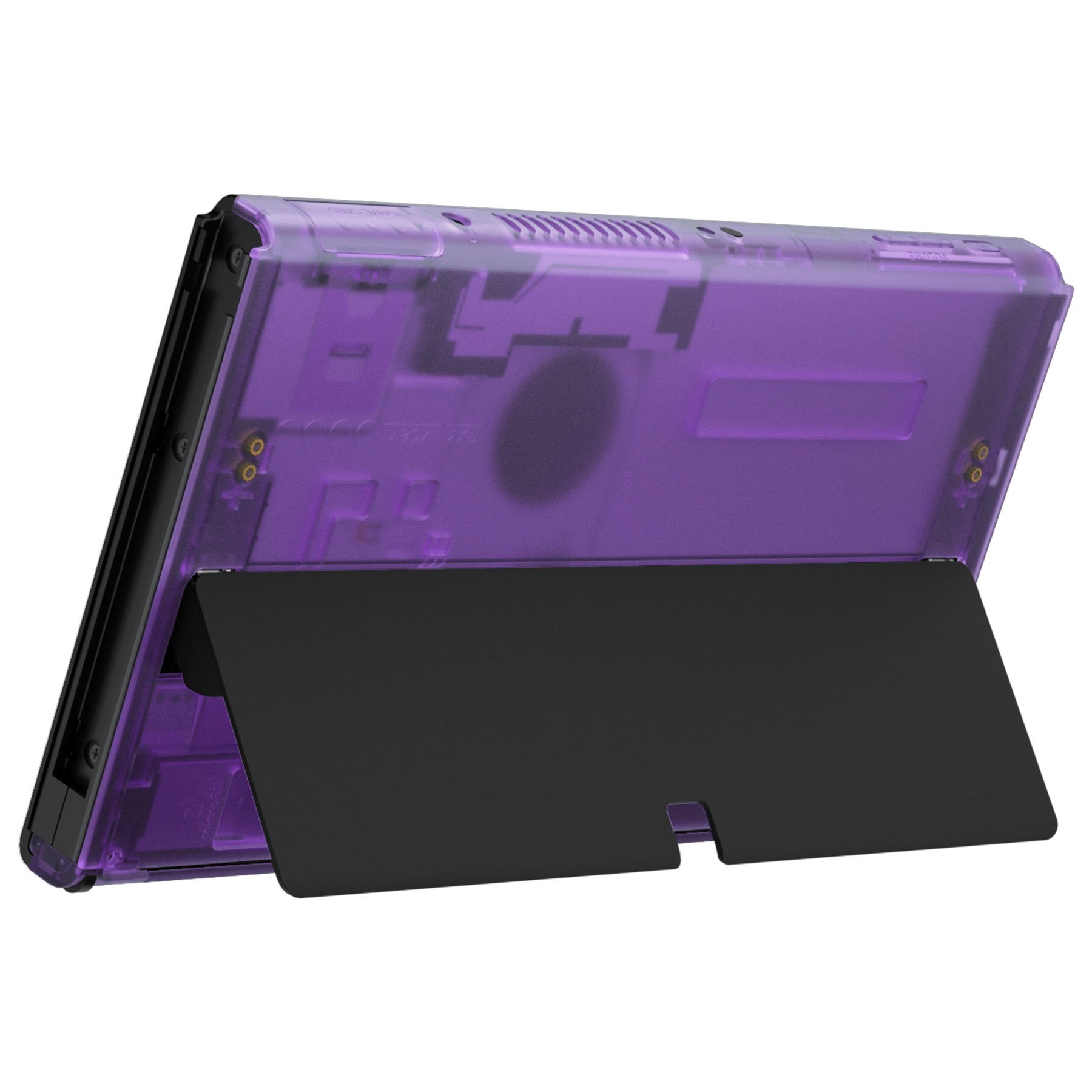 eXtremeRate Clear Atomic Purple Replacement Back Plate Shell for Nintendo Switch OLED Console - DIY Housing Case (JoyCon & Kickstand Not Included) - Perfect for Gaming Enthusiasts & Custom Mods - BNSOM5002