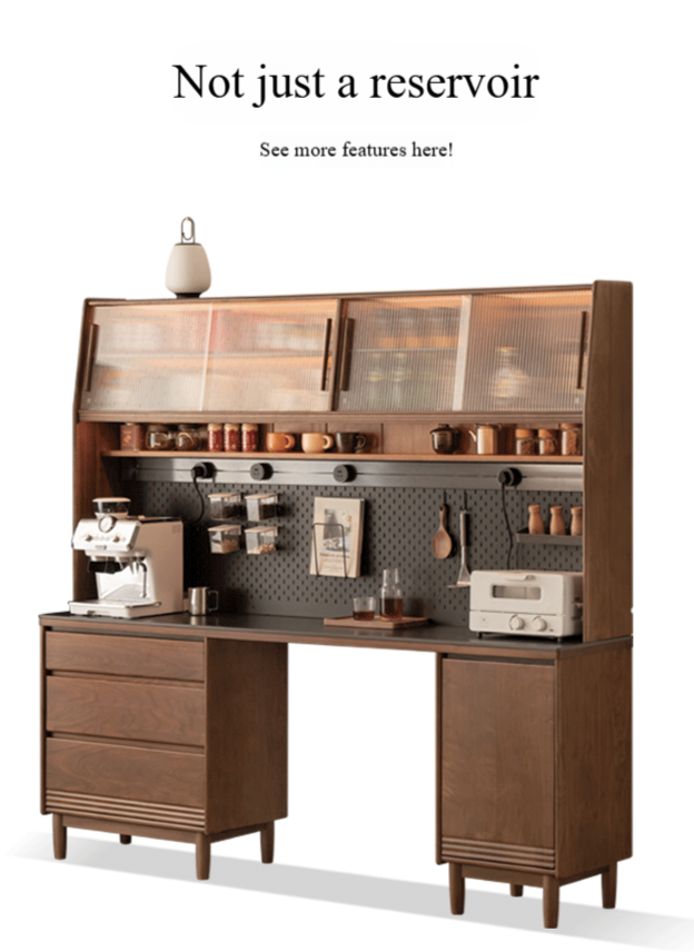 Premium Black Walnut & Oak Solid Wood Storage Cabinet - Luxury Style Rock Plate Design for Living Room, Bedroom & Office Organization